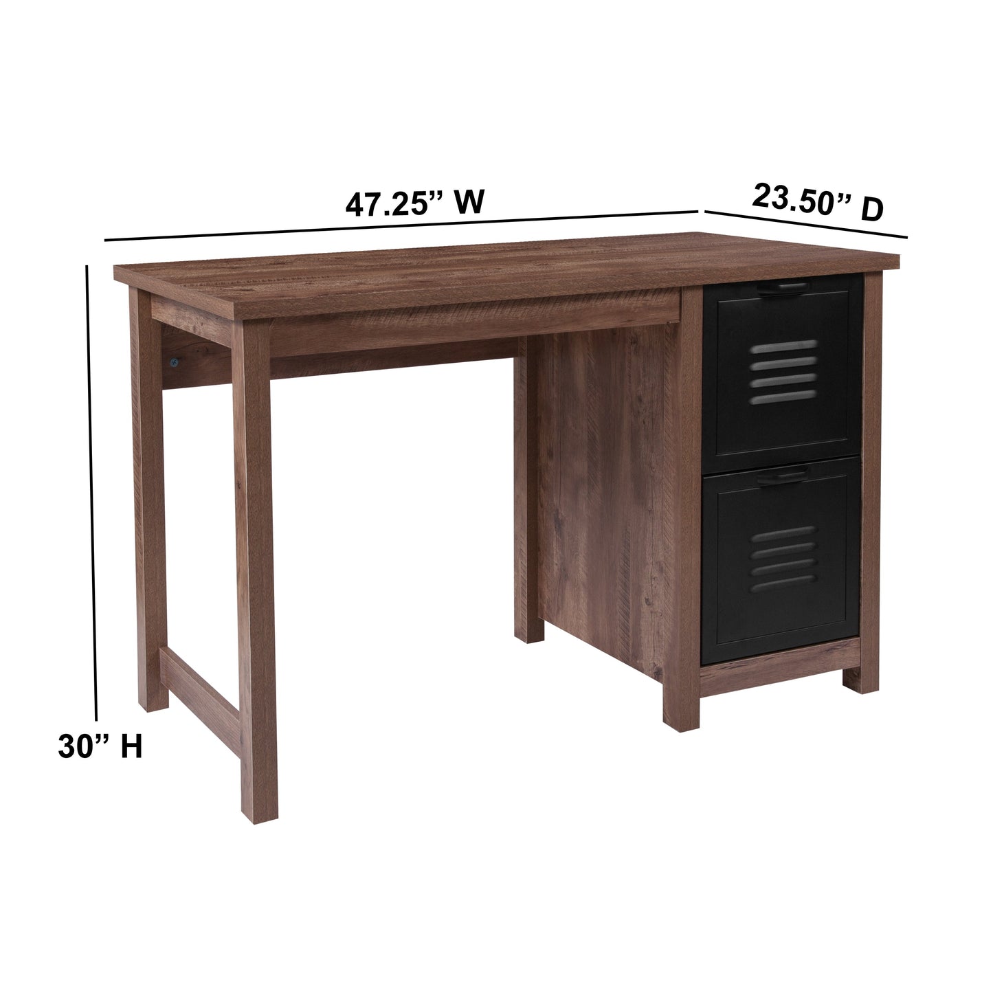 Oak Desk with Metal Drawers NAN-JN-21736T-GG