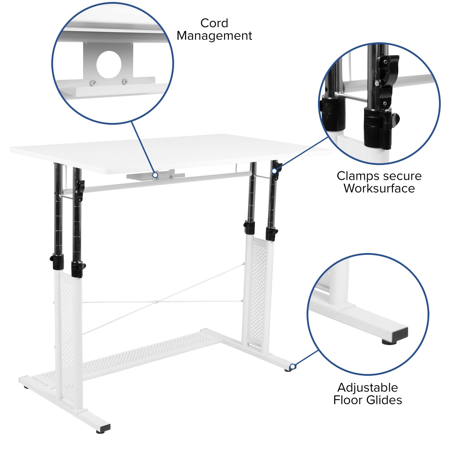 White Sit-Stand Office Desk NAN-JN-21908-WH-GG