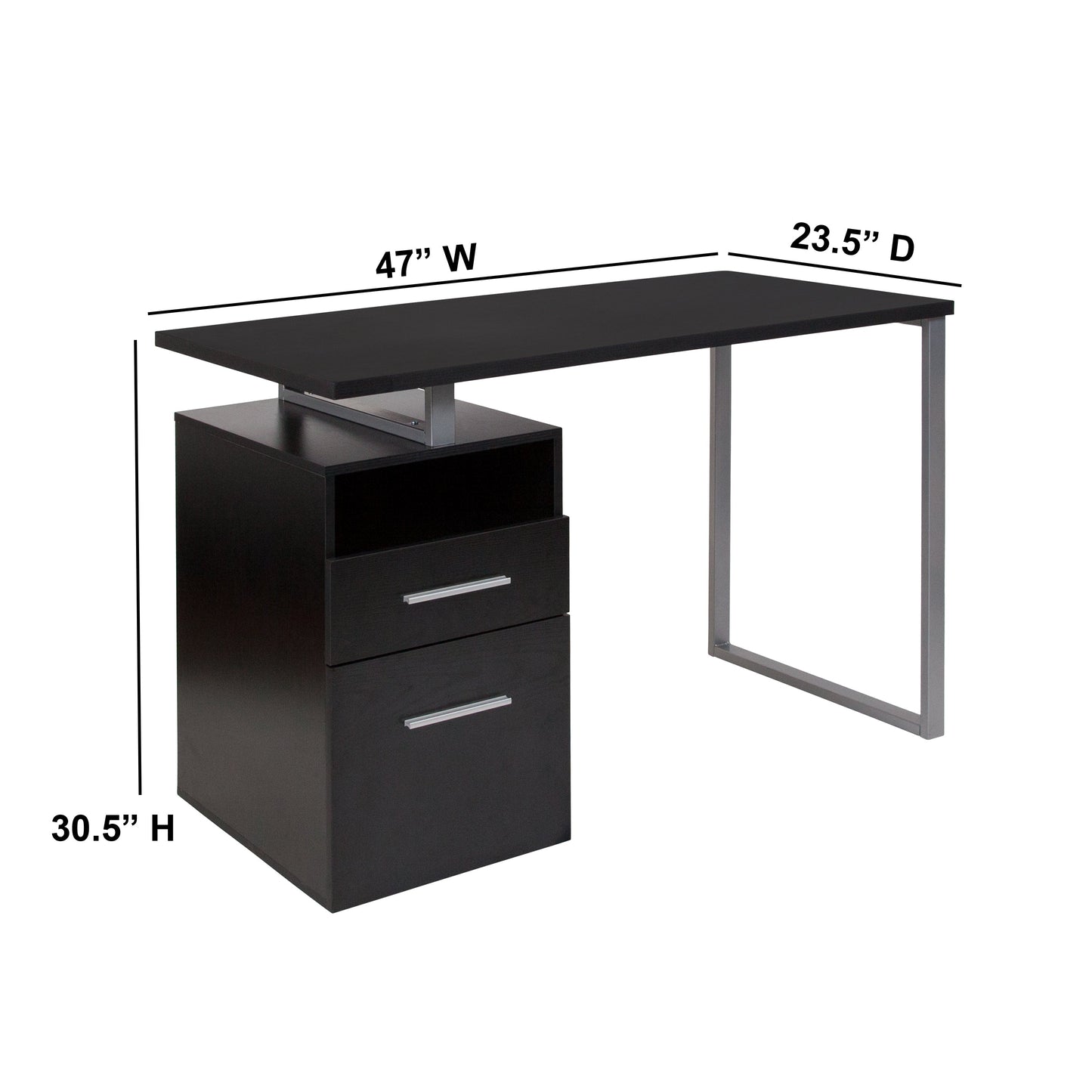 Dark Ash 2 Drawer Desk NAN-JN-2634-G-GG