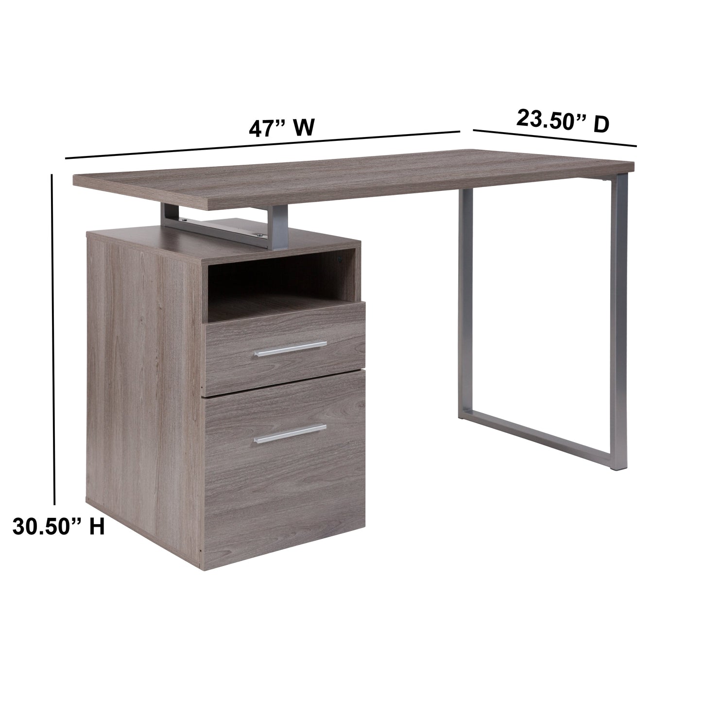 Light Ash 2 Drawer Desk NAN-JN-2634-GG