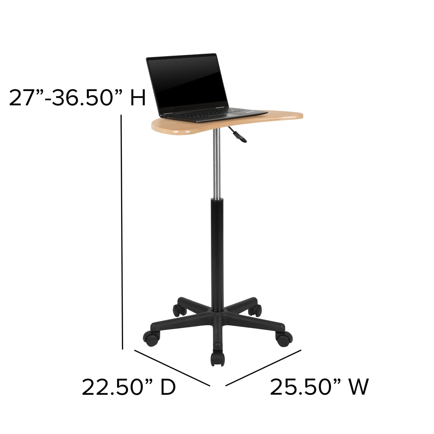 Maple Sit to Stand Mobile Desk NAN-JN-2792-MP-GG