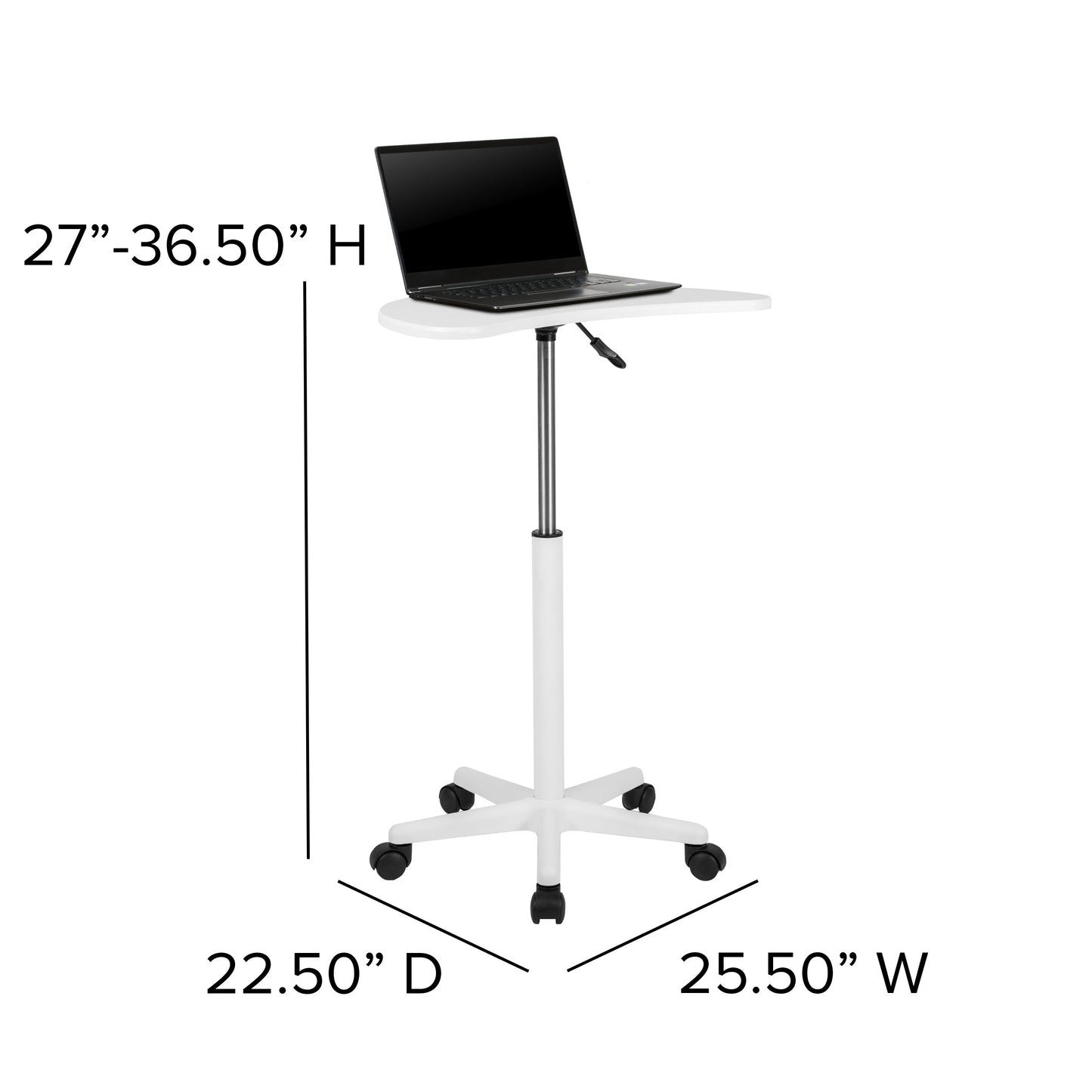 White Sit to Stand Mobile Desk NAN-JN-2792-WH-GG