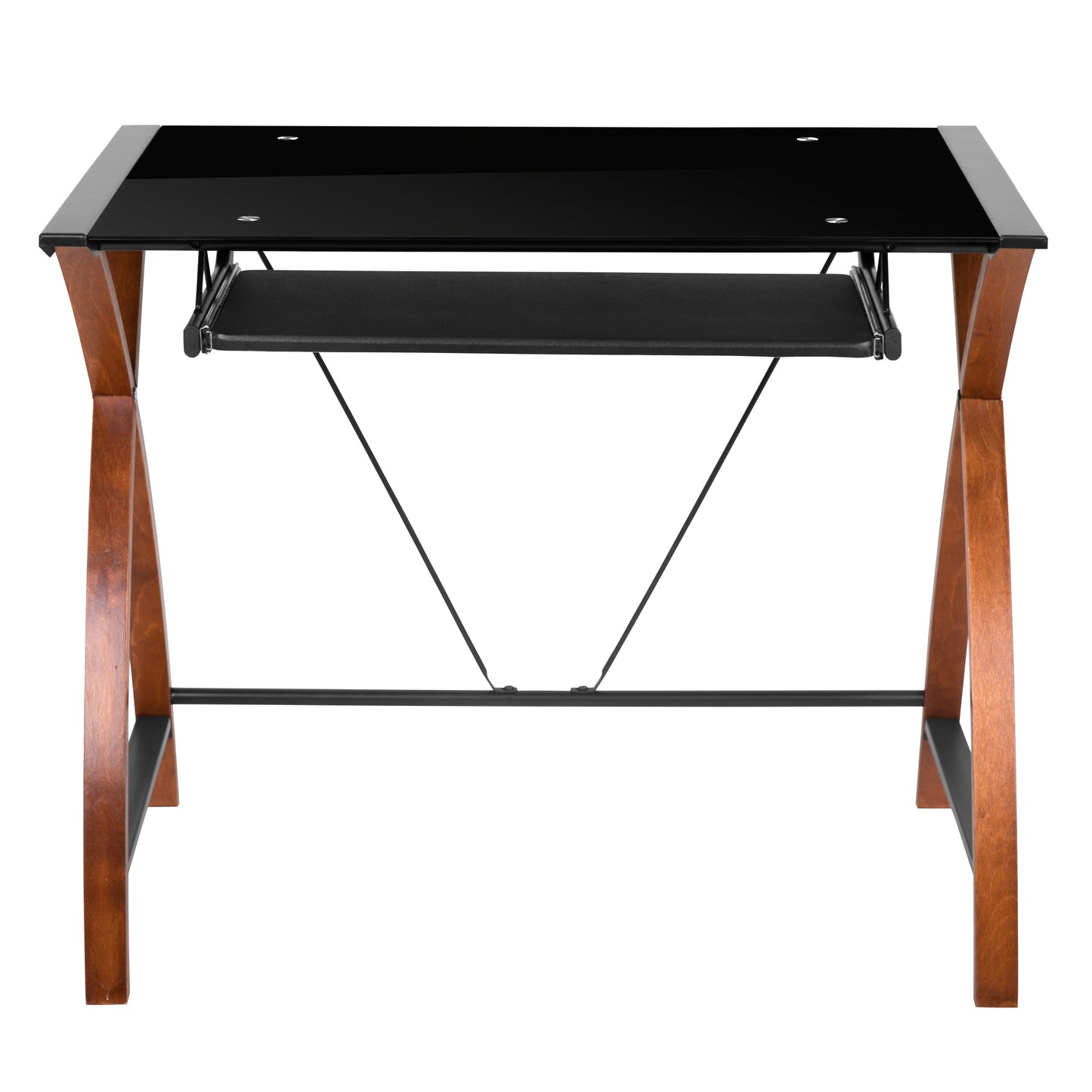 Black Glass Computer Desk NAN-JN-2824S-BK-GG