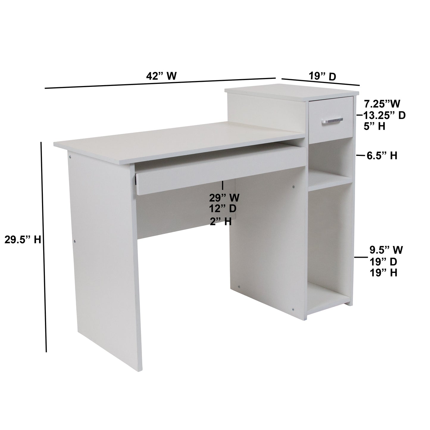 White Desk with Shelves NAN-NJ-HD3518-W-GG