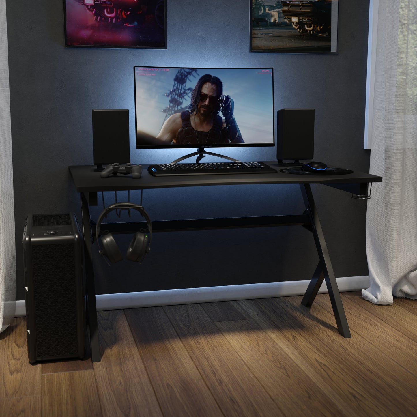 Black Computer Gaming Desk NAN-NJ-TG-D1904-GG