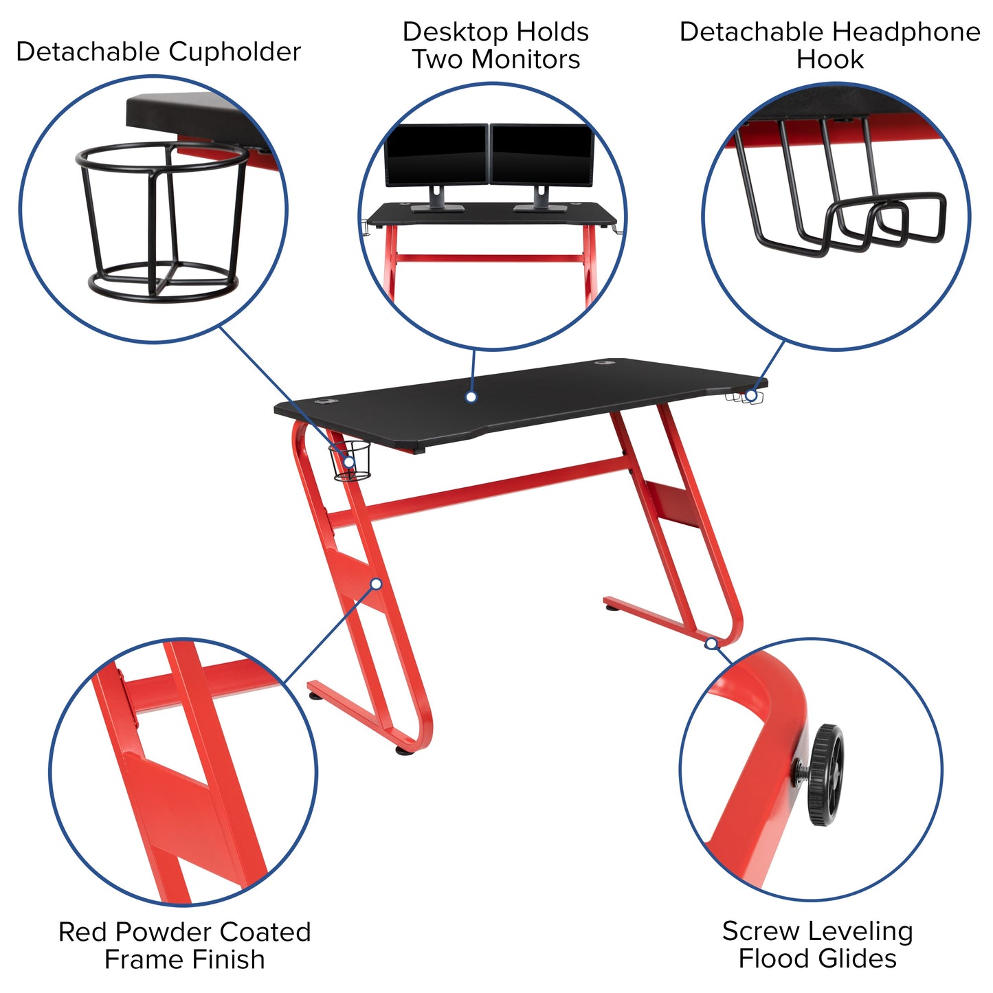 Red Gaming Desk-Cup Holder NAN-RS-G1030-RD-GG