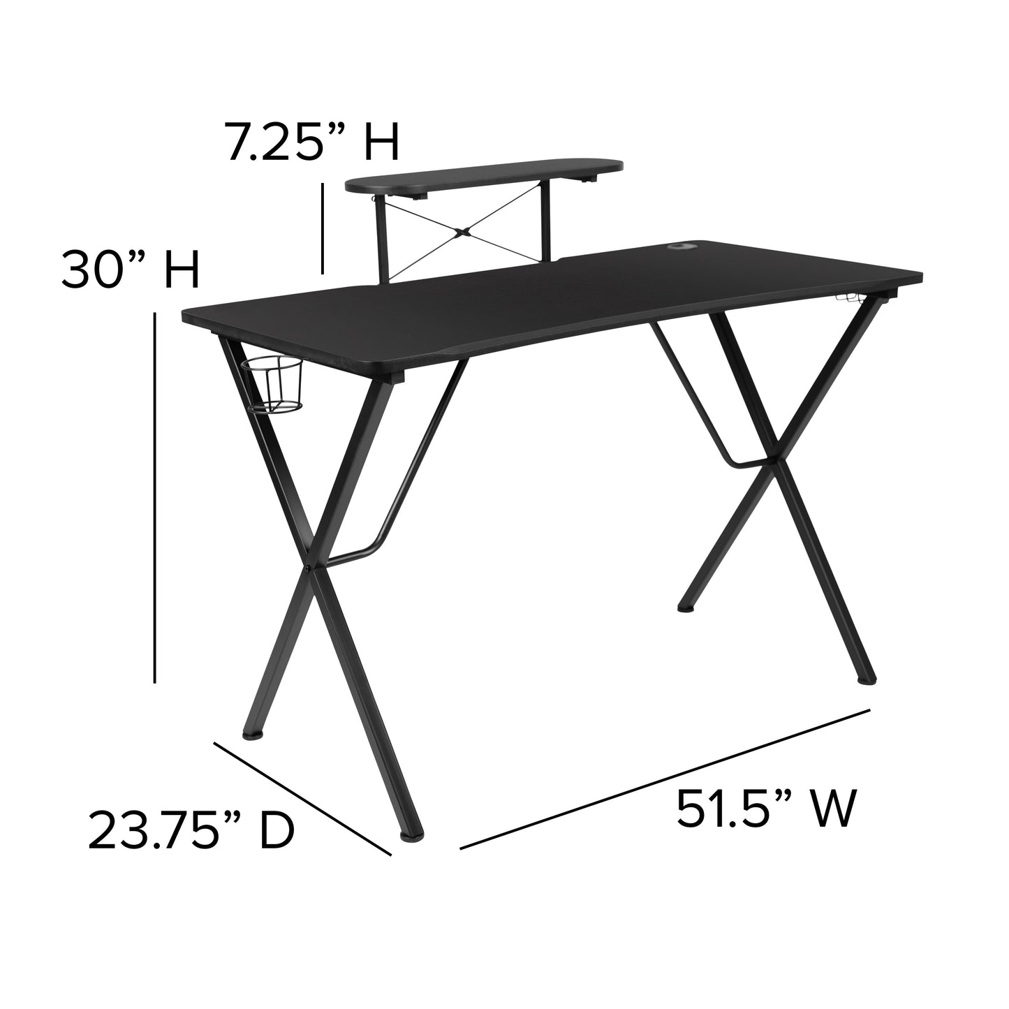 Black Platform Gaming Desk NAN-RS-G1031-BK-GG