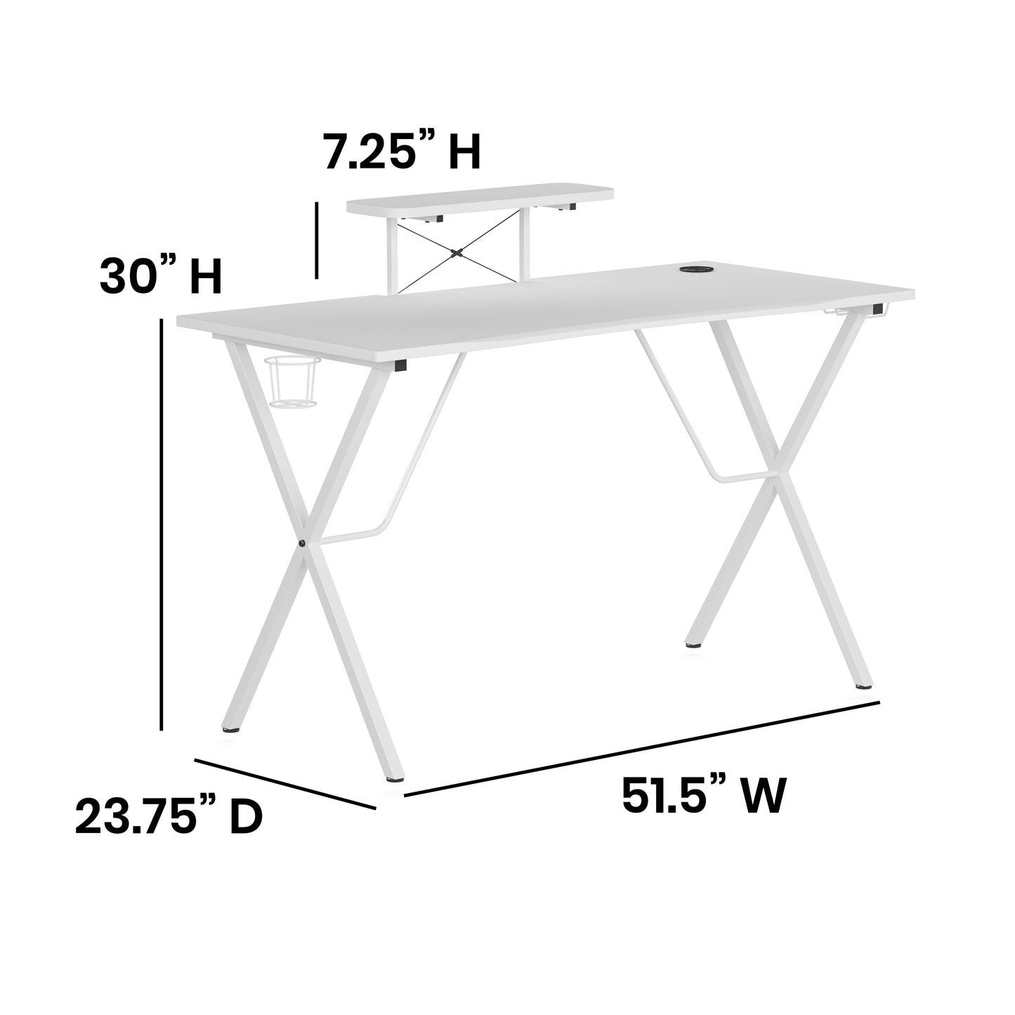 White Platform Gaming Desk NAN-RS-G1031-WH-GG