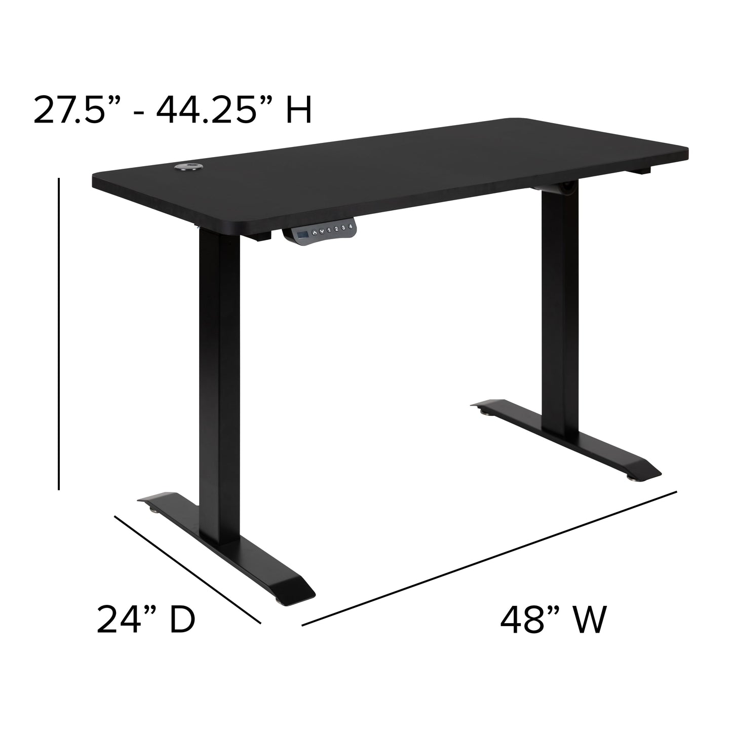 Black Electric Standing Desk NAN-TG-2046-BK-GG