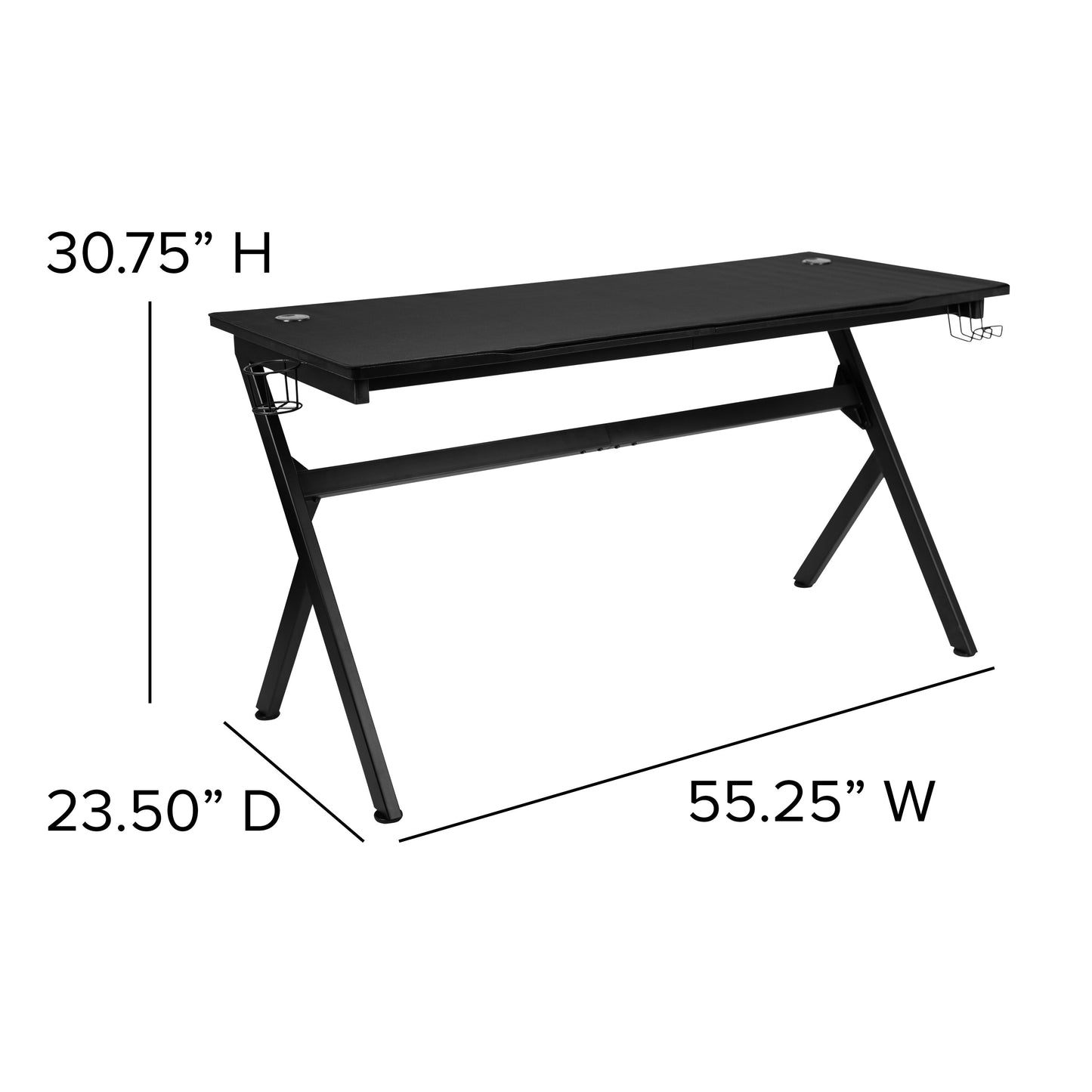 55" Black Computer Gaming Desk NAN-TG-D1904L-GG