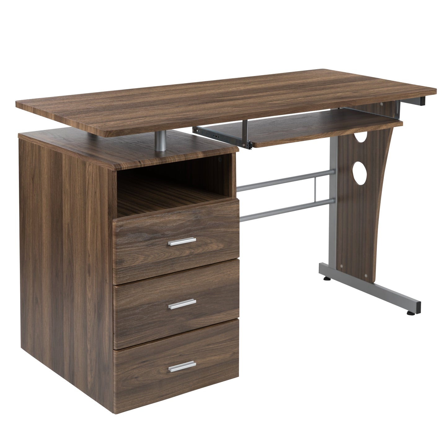 Walnut 3 Drawer Pedestal Desk NAN-WK-008-RU-GG