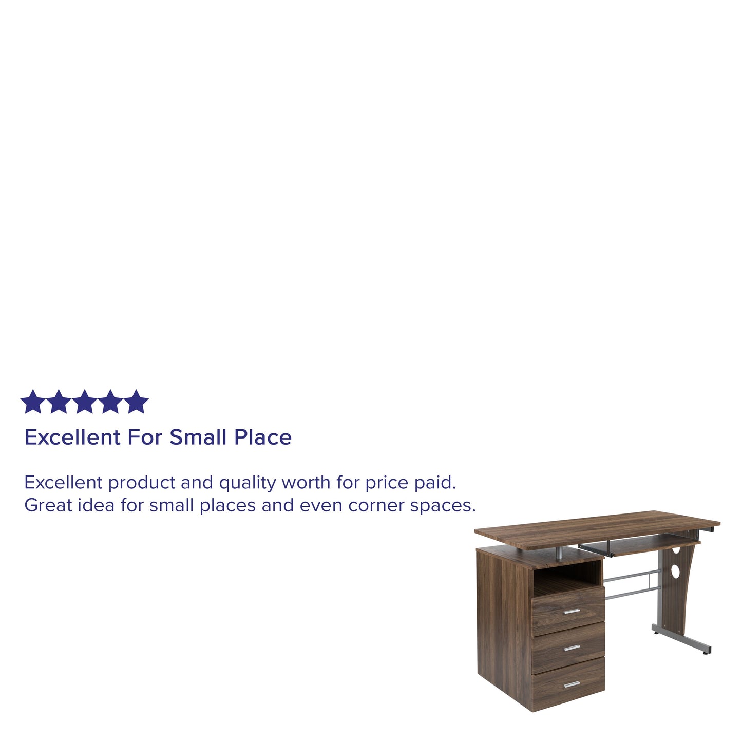 Walnut 3 Drawer Pedestal Desk NAN-WK-008-RU-GG