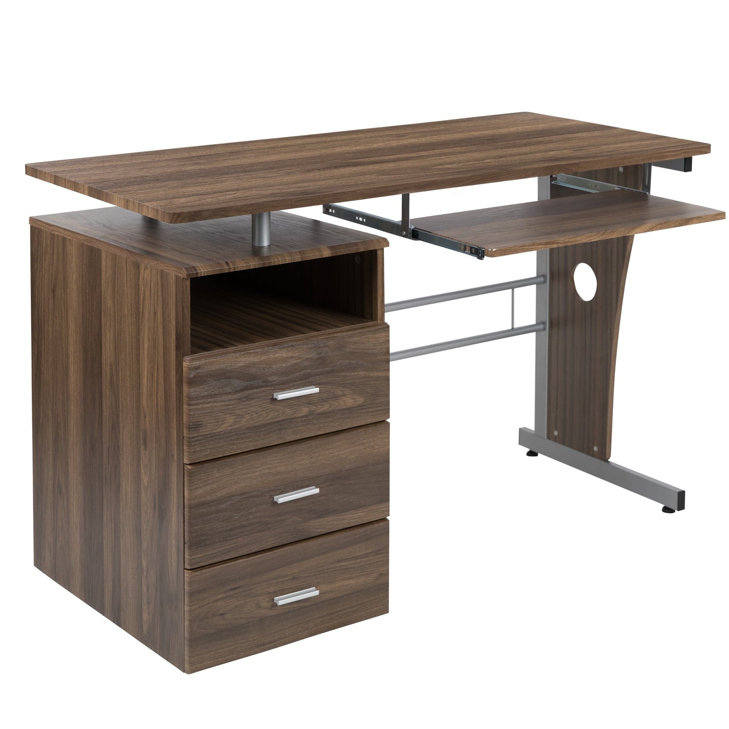 Walnut 3 Drawer Pedestal Desk NAN-WK-008-RU-GG