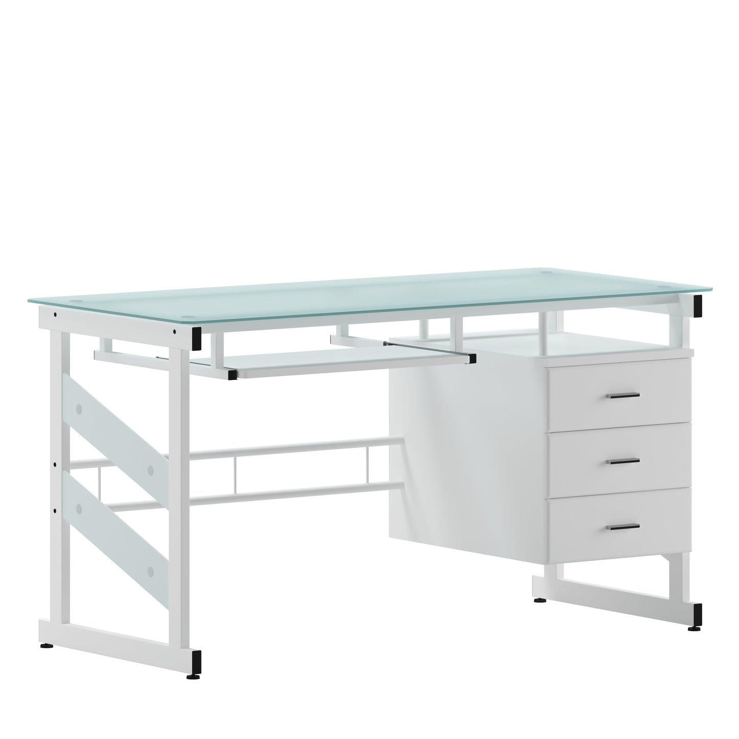 Frosted Glass 3 Drawer Desk NAN-WK-017-GG