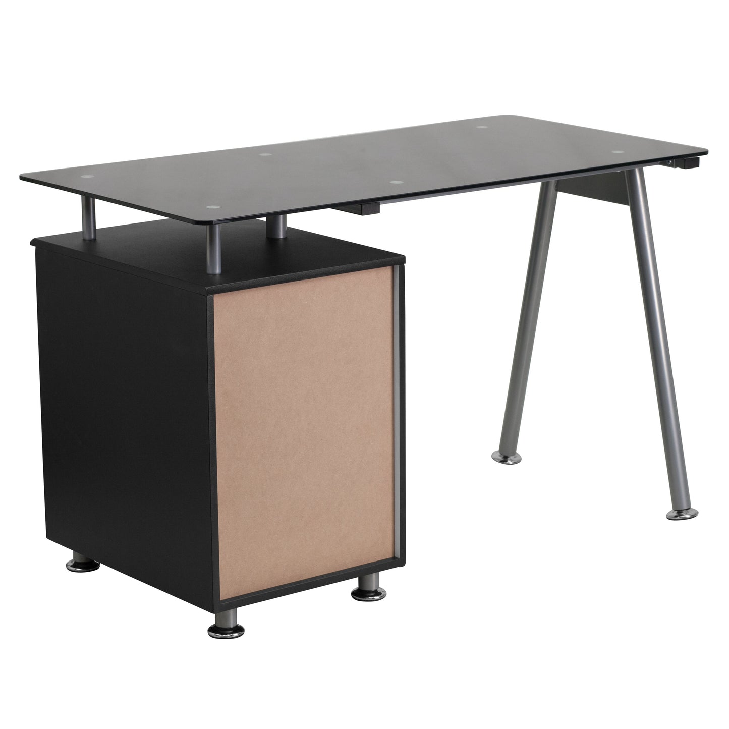 Black Glass 3 Drawer Desk NAN-WK-021A-GG