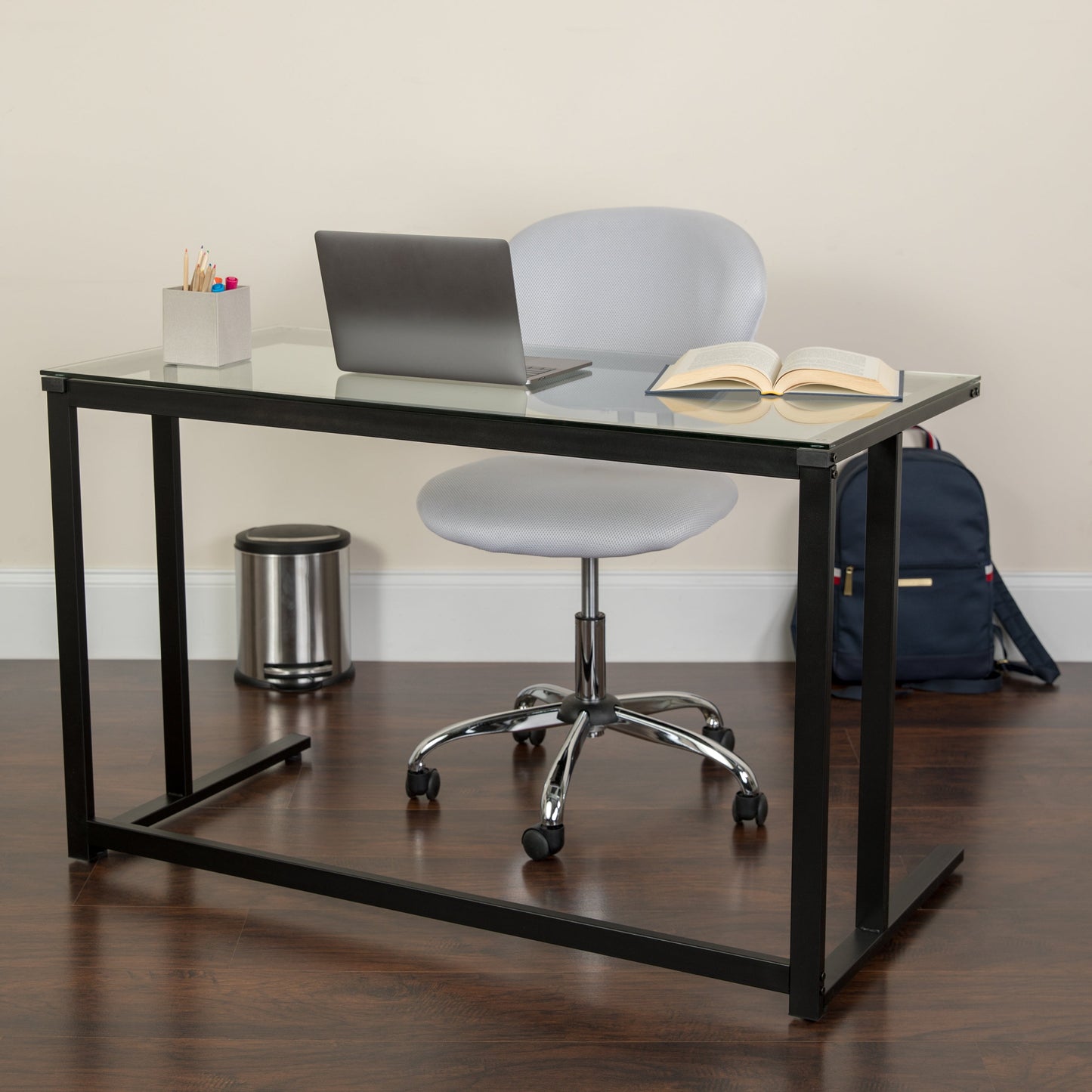 Glass Pedestal Desk NAN-WK-055-GG