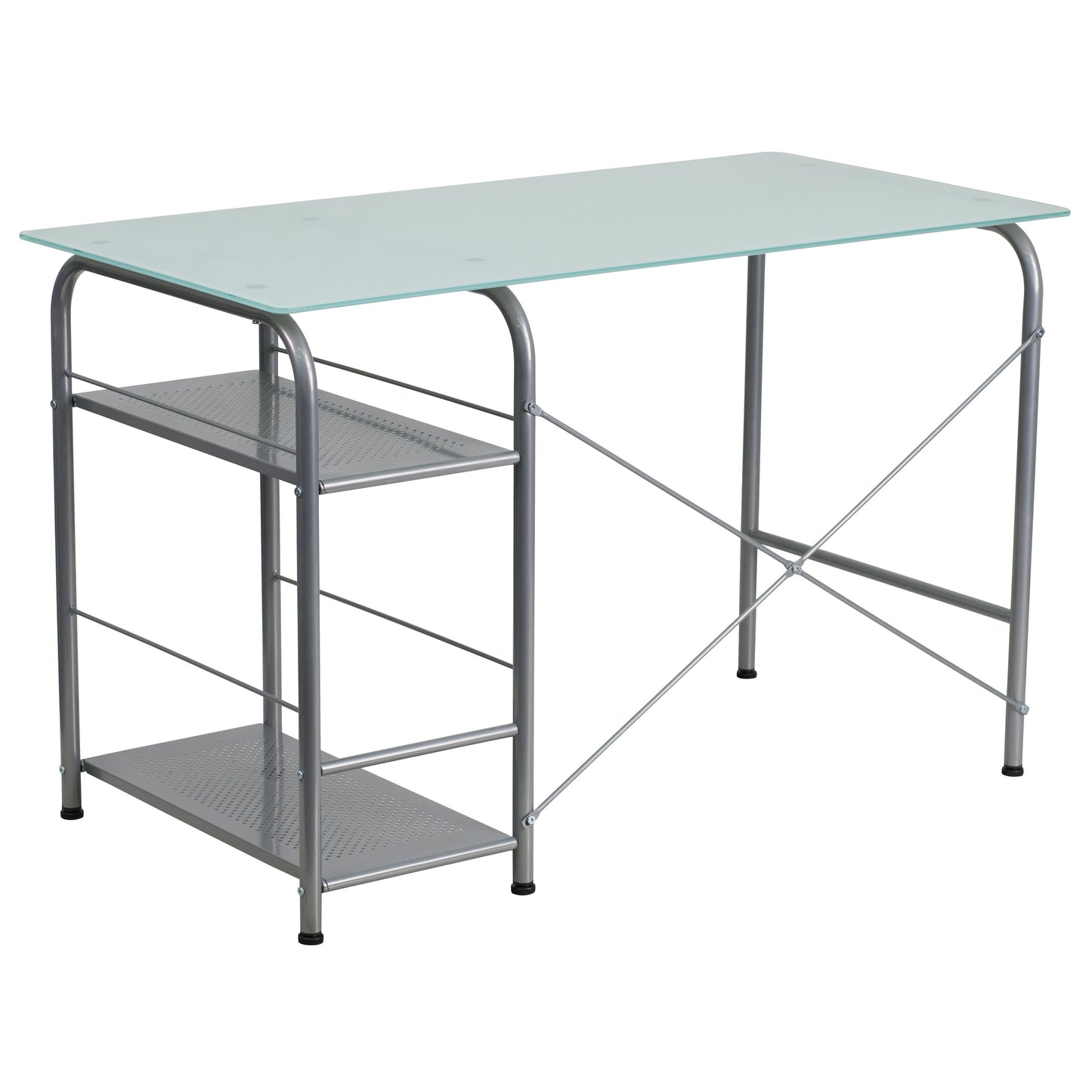 Glass Open Storage Desk NAN-WK-086-GG