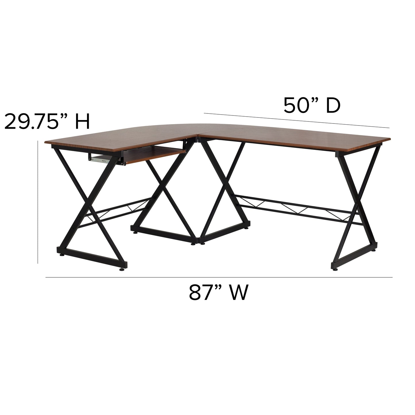 Teakwood L-Shape Keyboard Desk NAN-WK-109-GG