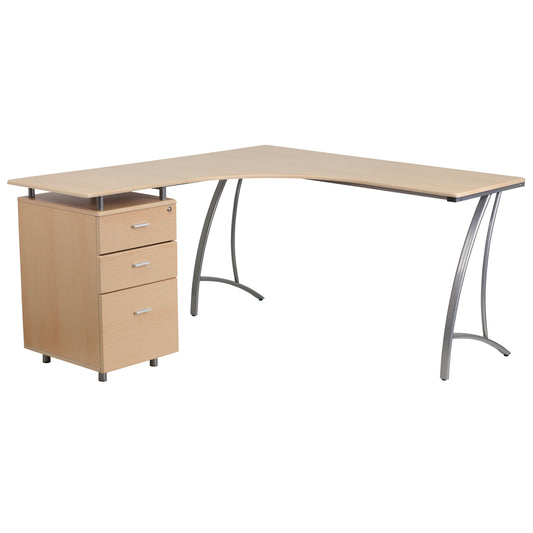 Beech L-Shape Corner Desk NAN-WK-113-GG