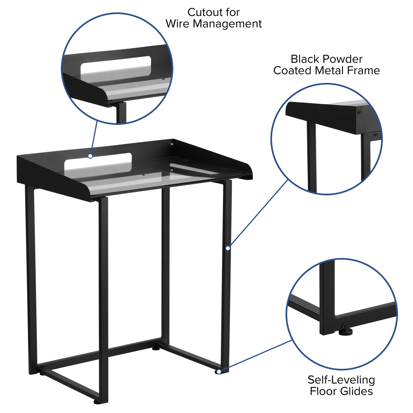 Glass Raised Border Desk NAN-YLCD1233-GG