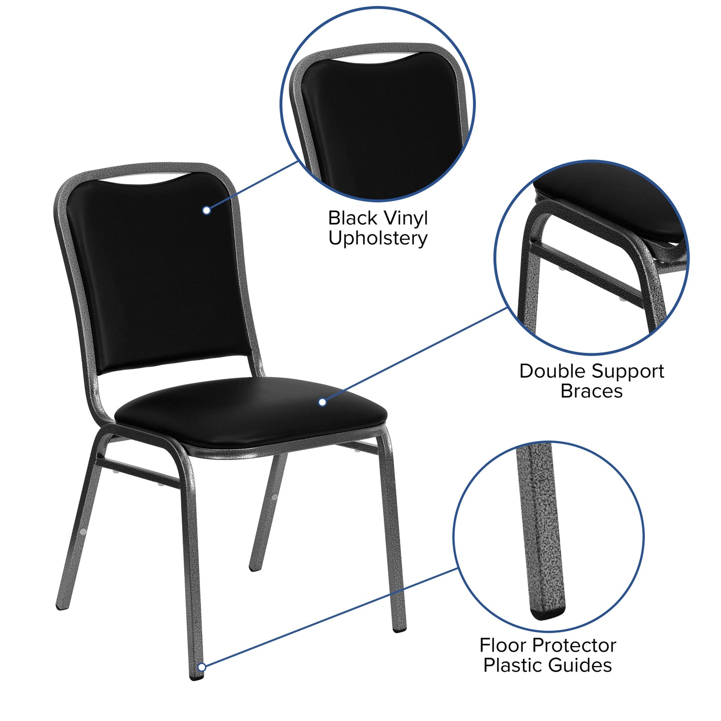 Black Vinyl Banquet Chair NG-108-SV-BK-VYL-GG