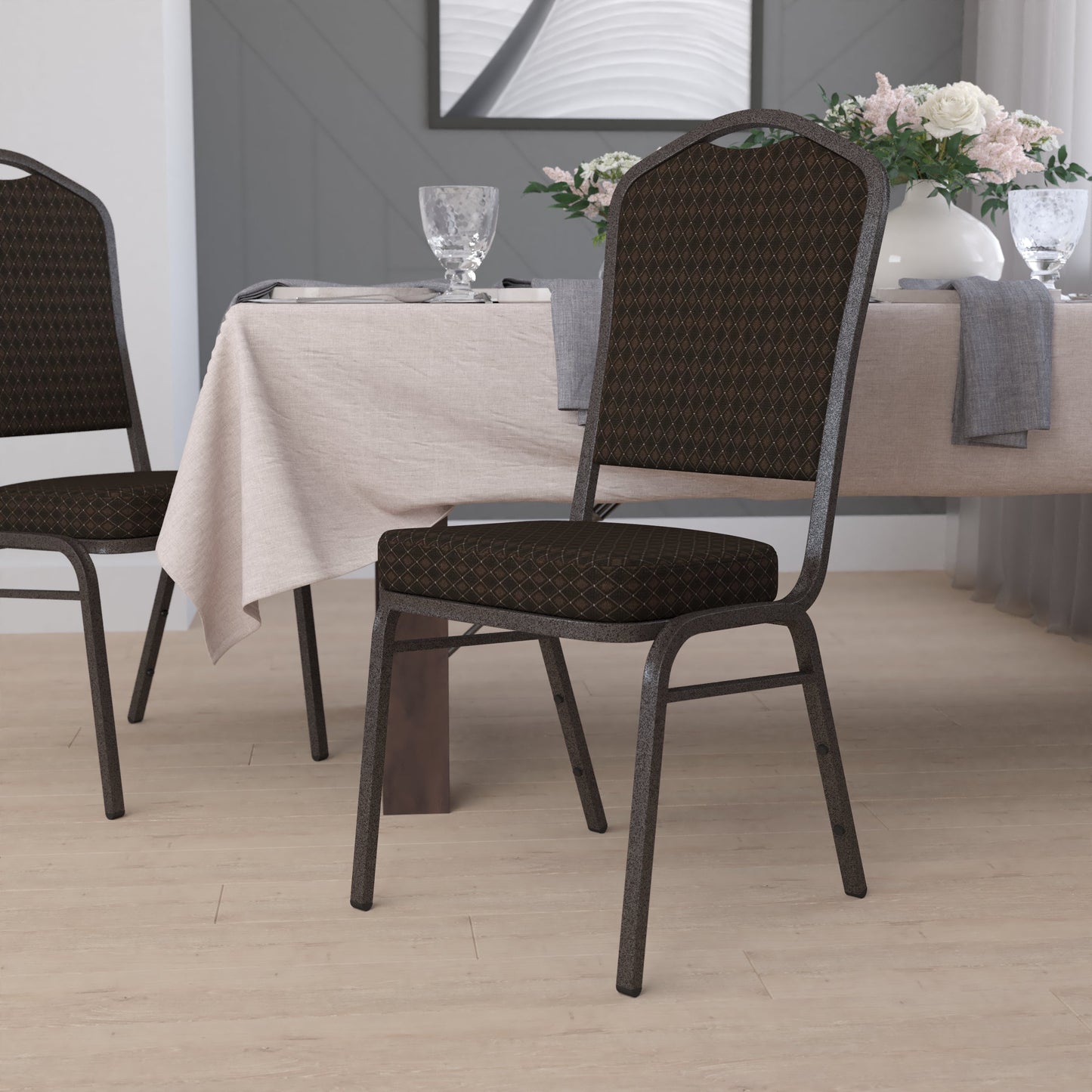 Brown Fabric Banquet Chair NG-C01-BROWN-GV-GG