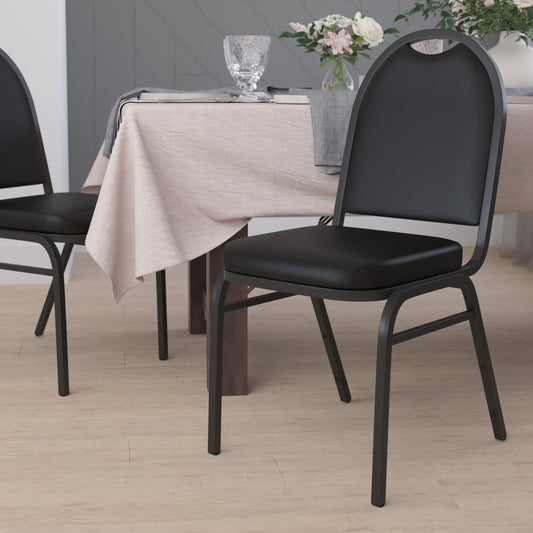 Black/Black Vinyl Stack Chair NG-ZG10006-BK-BK-GG