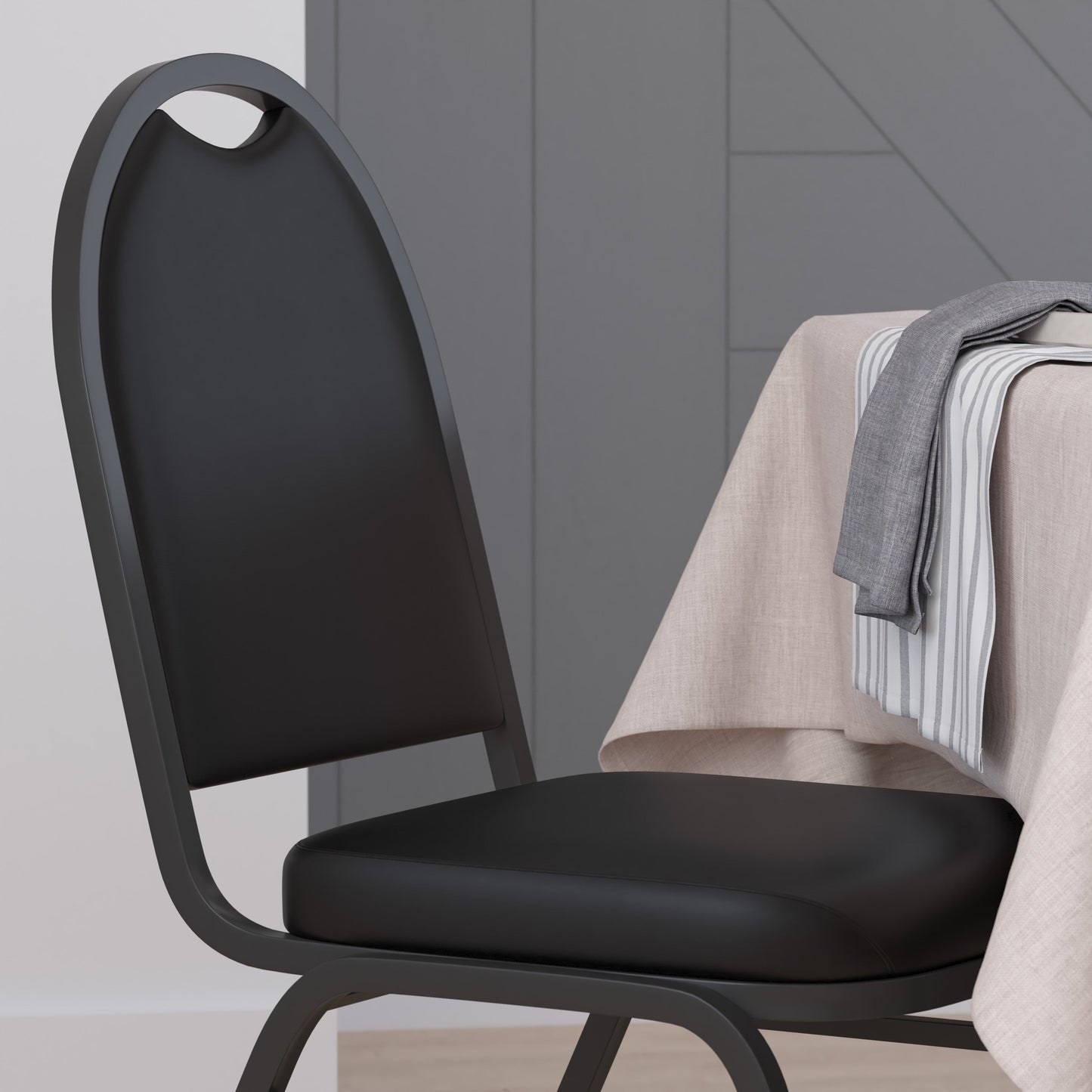 Black/Black Vinyl Stack Chair NG-ZG10006-BK-BK-GG