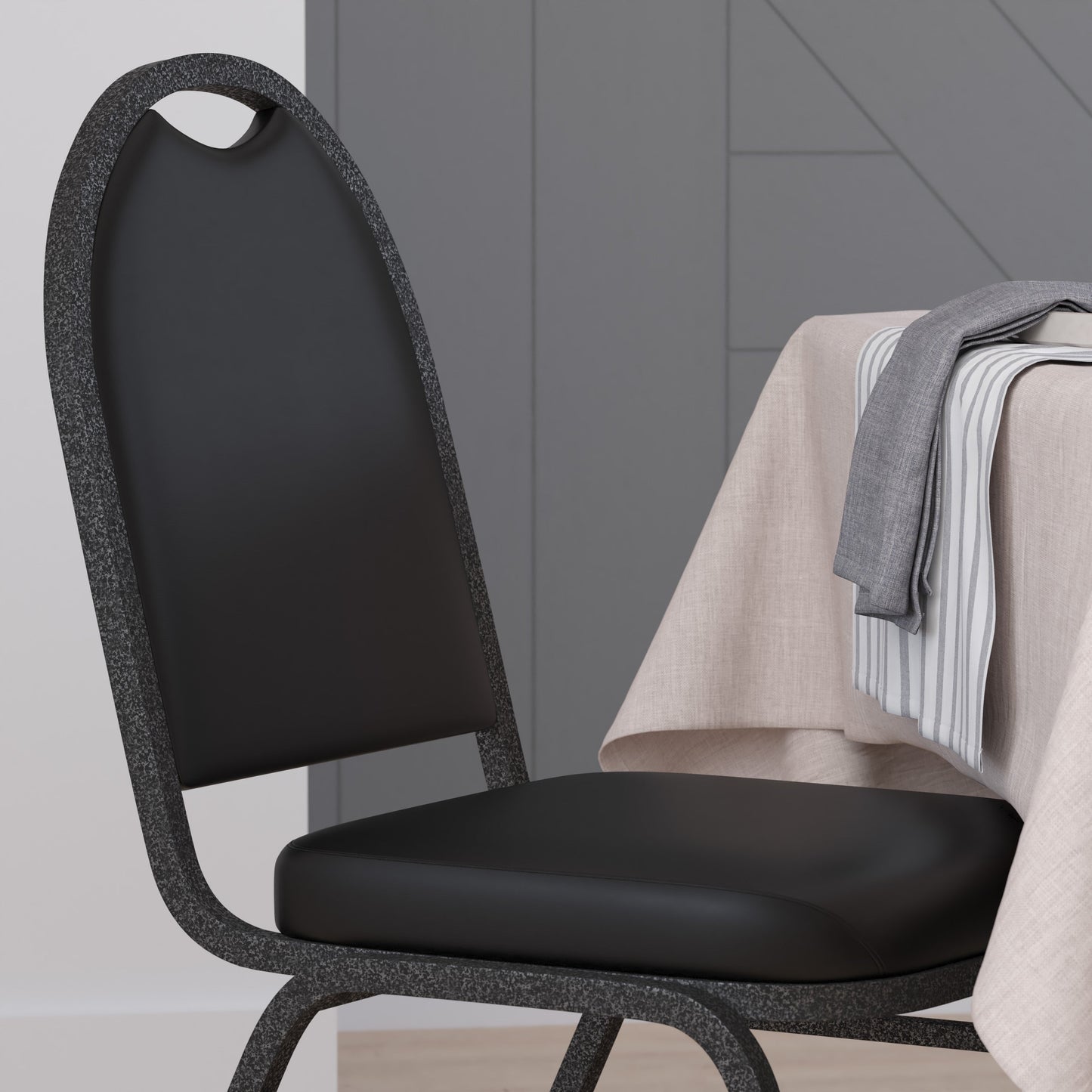 Black/Silver Vein Stack Chair NG-ZG10006-BK-SILVERVEIN-GG