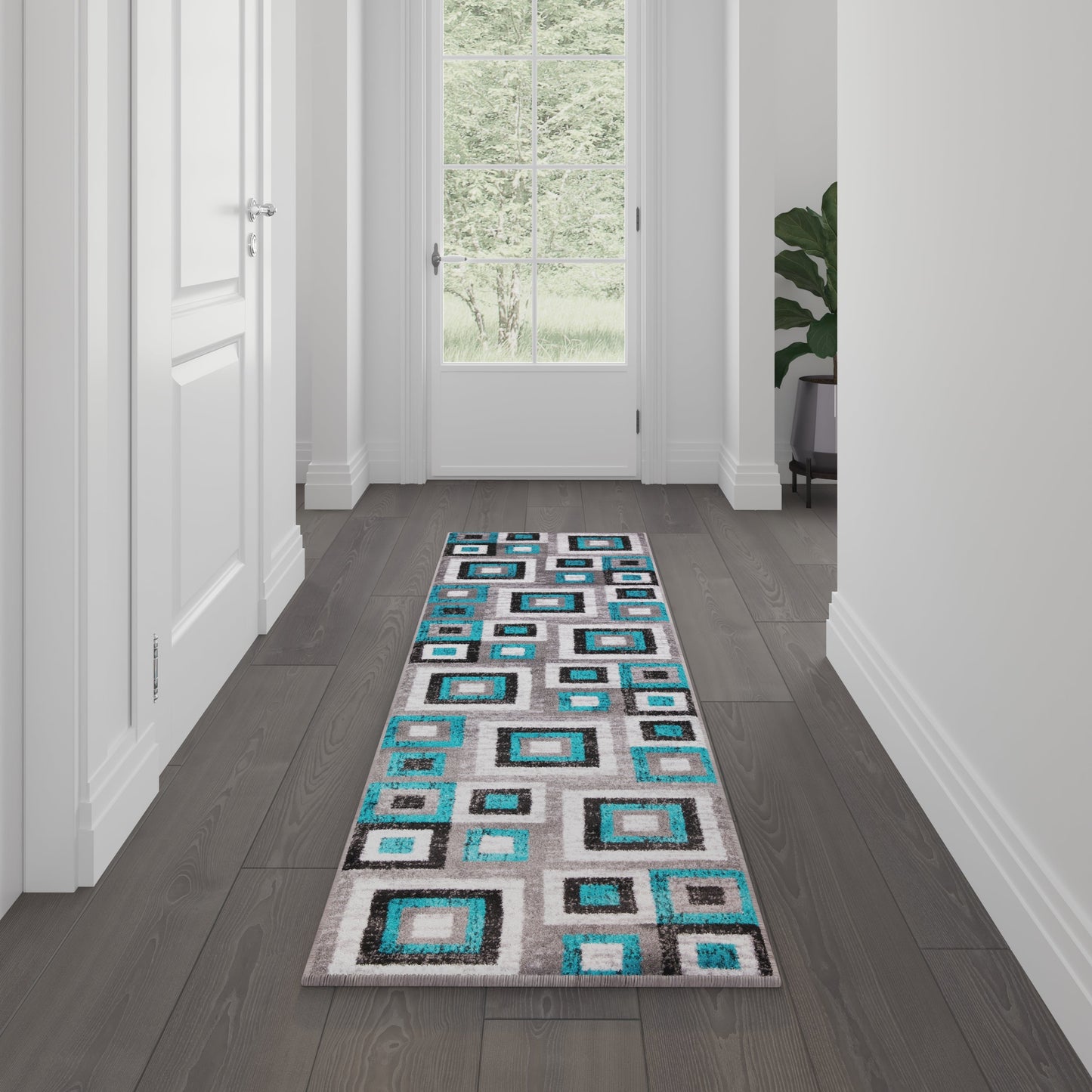 2x7 Turquoise Geometric Rug OK-HCF-7146ATUR-27-TUR-GG