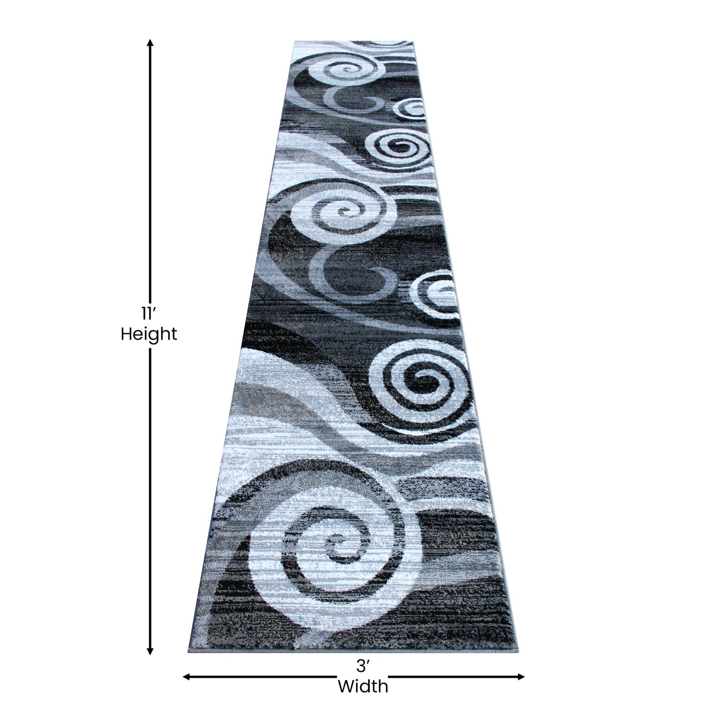 2x11 Gray Swirl Area Rug OKR-RG1103-211-GY-GG