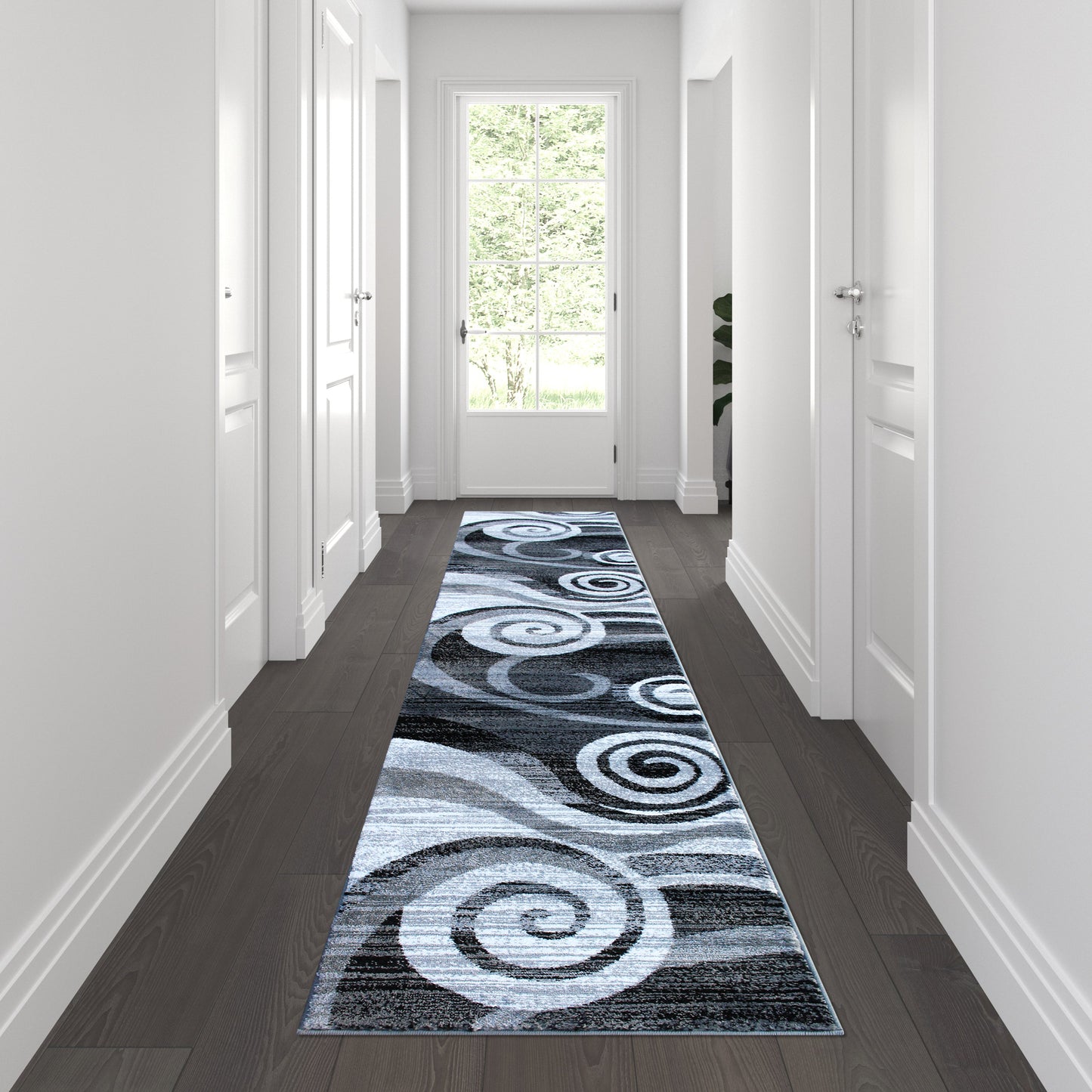 2x11 Gray Swirl Area Rug OKR-RG1103-211-GY-GG