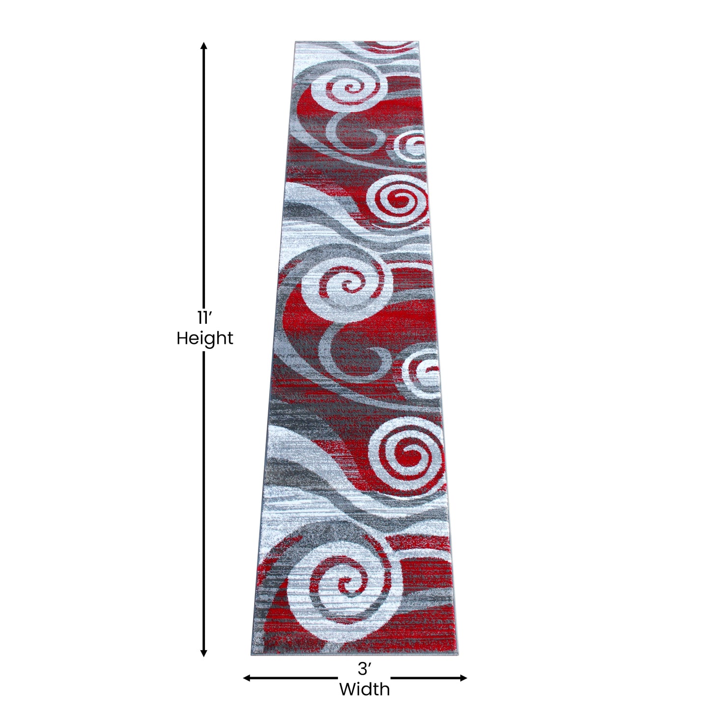 2x11 Red Swirl Area Rug OKR-RG1103-211-RD-GG