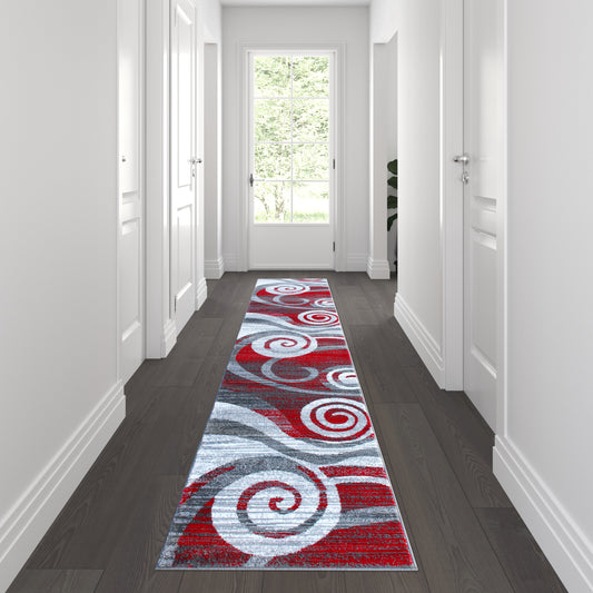 2x11 Red Swirl Area Rug OKR-RG1103-211-RD-GG