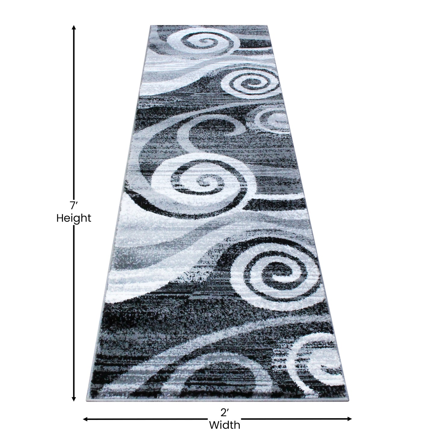 2x7 Gray Swirl Area Rug OKR-RG1103-27-GY-GG