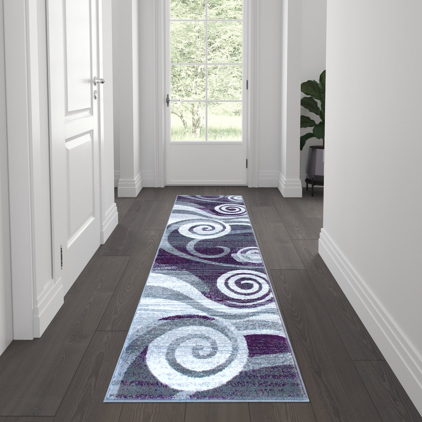 2x7 Purple Swirl Area Rug OKR-RG1103-27-PU-GG