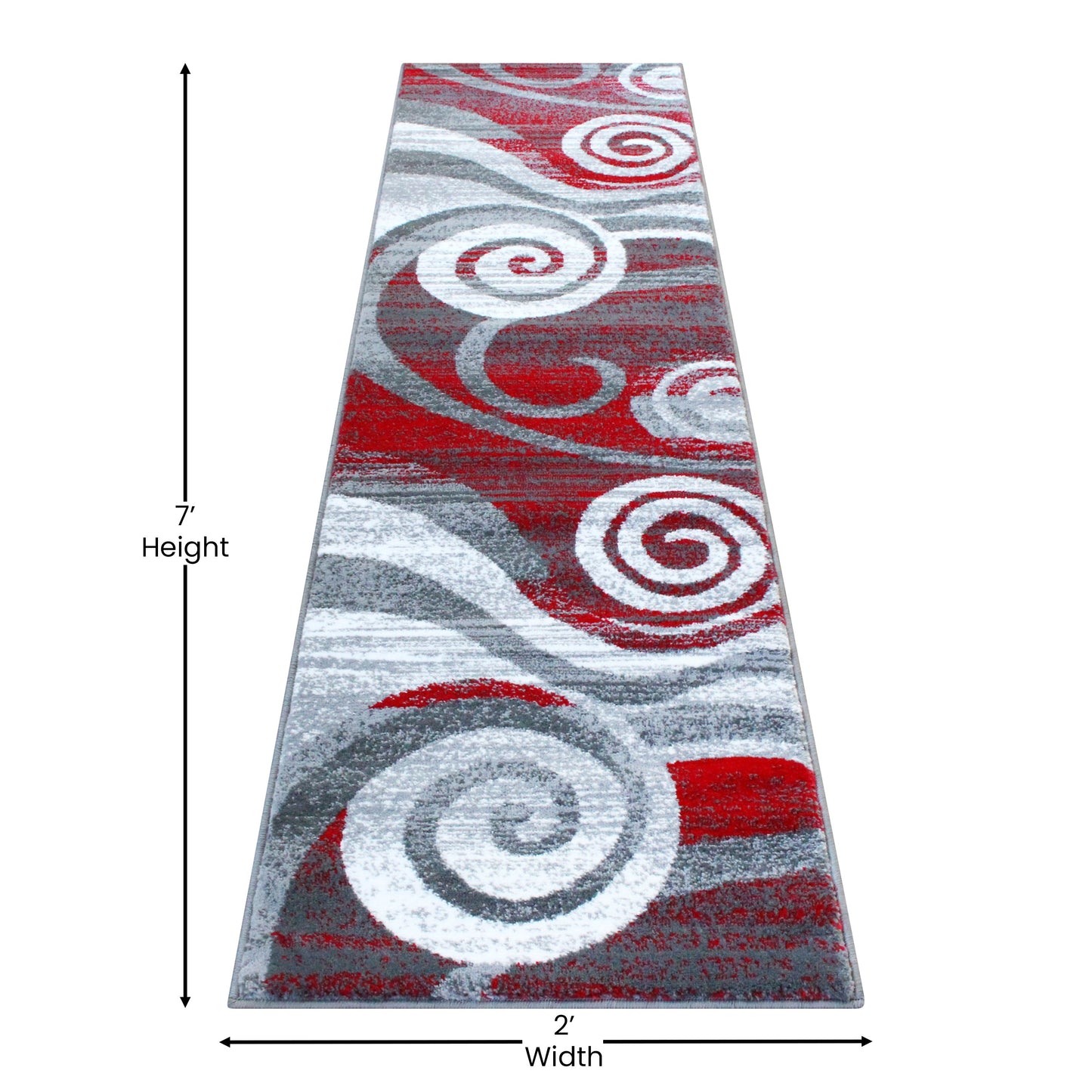 2x7 Red Swirl Area Rug OKR-RG1103-27-RD-GG