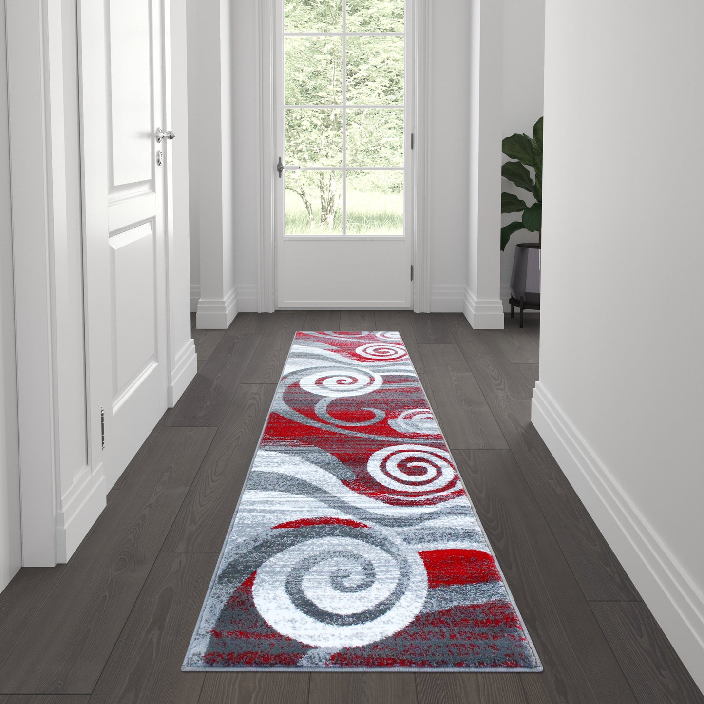 2x7 Red Swirl Area Rug OKR-RG1103-27-RD-GG