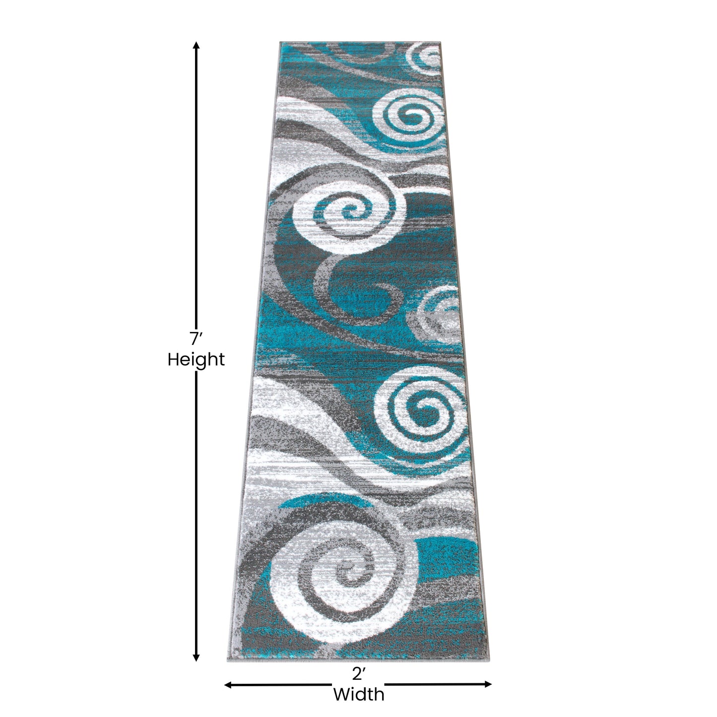 2x7 Turquoise Swirl Area Rug OKR-RG1103-27-TQ-GG