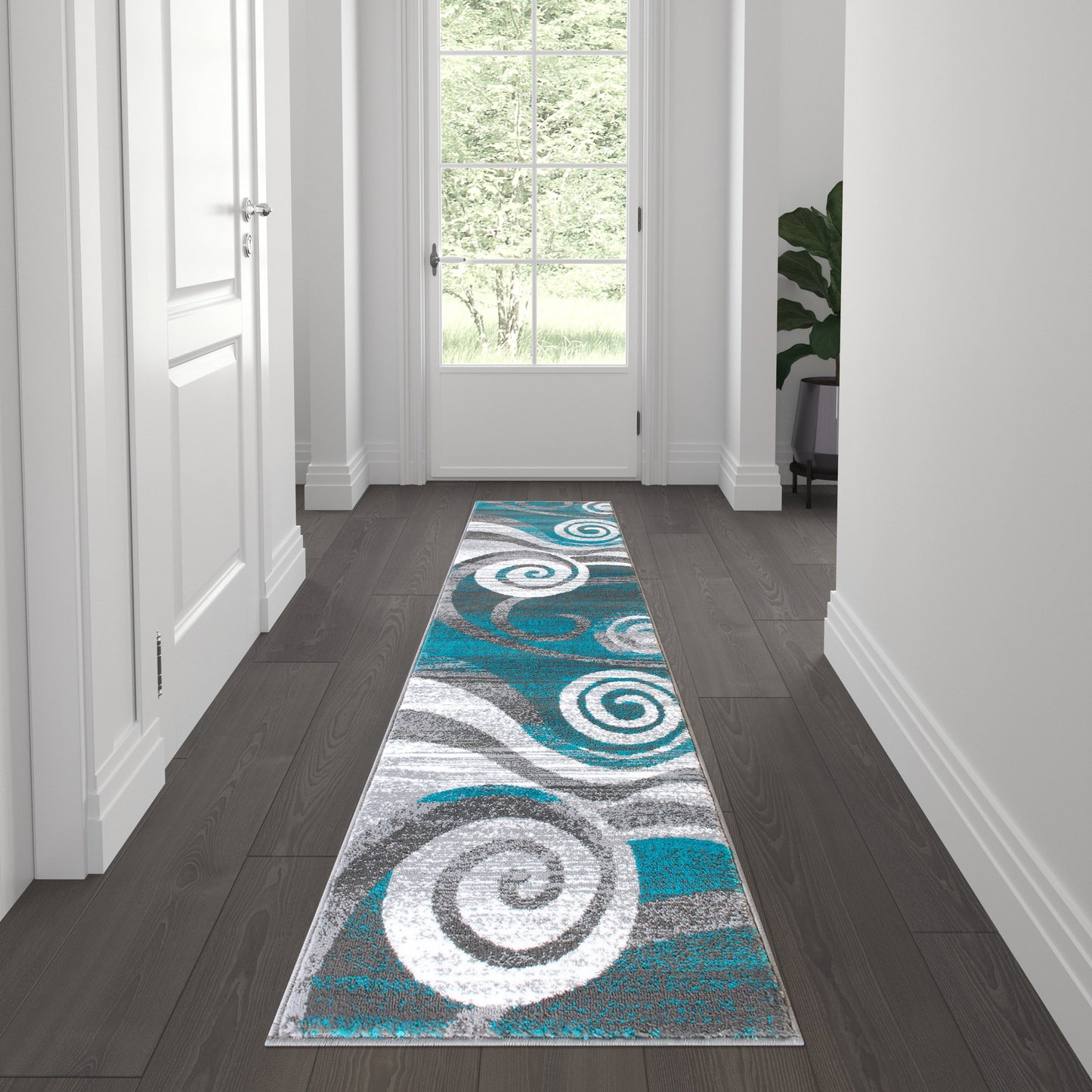 2x7 Turquoise Swirl Area Rug OKR-RG1103-27-TQ-GG