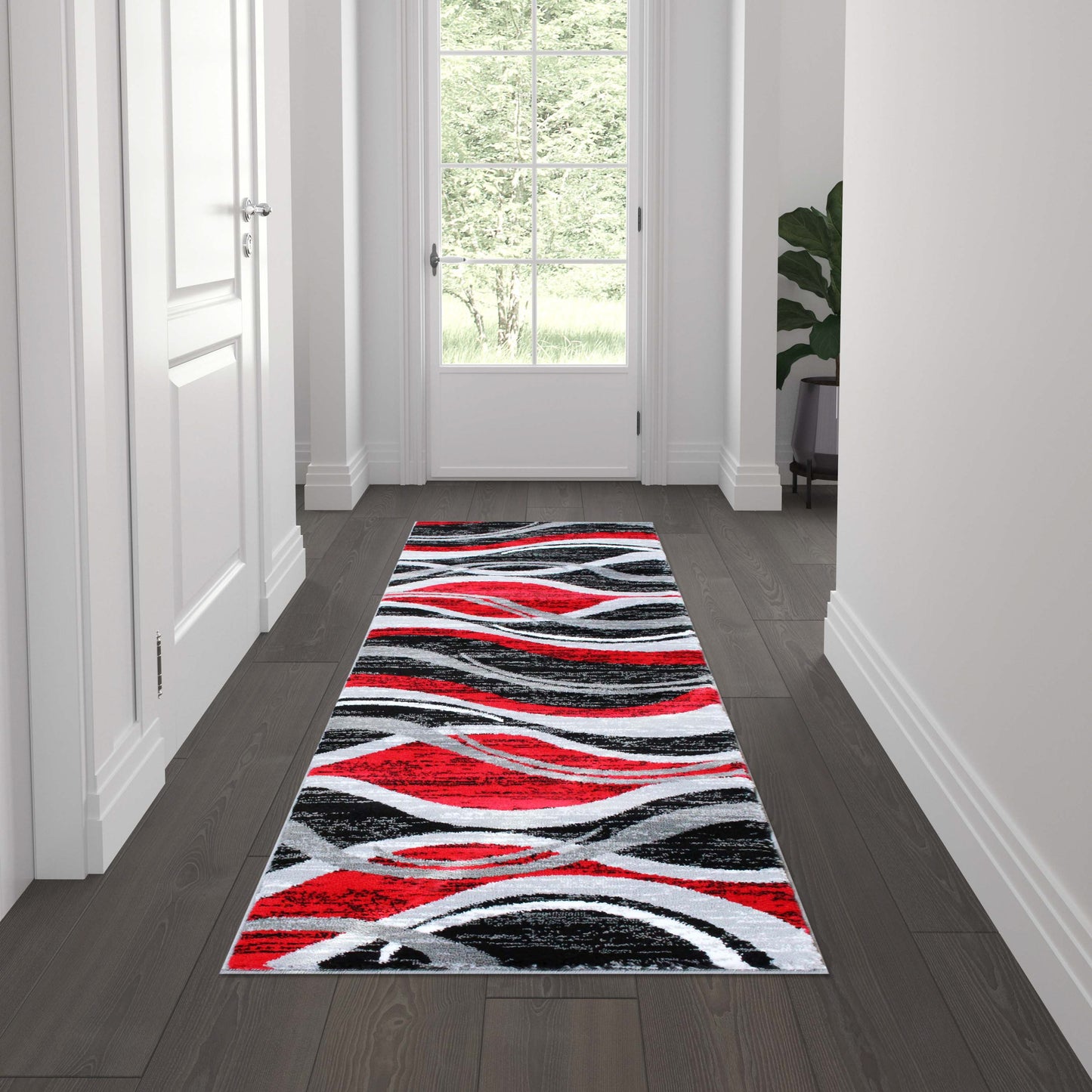 2x7 Red Ripple Area Rug OKR-RG1109-27-RD-GG