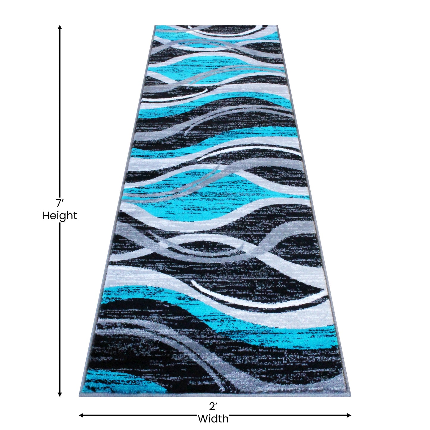 2x7 Turquoise Ripple Area Rug OKR-RG1109-27-TQ-GG