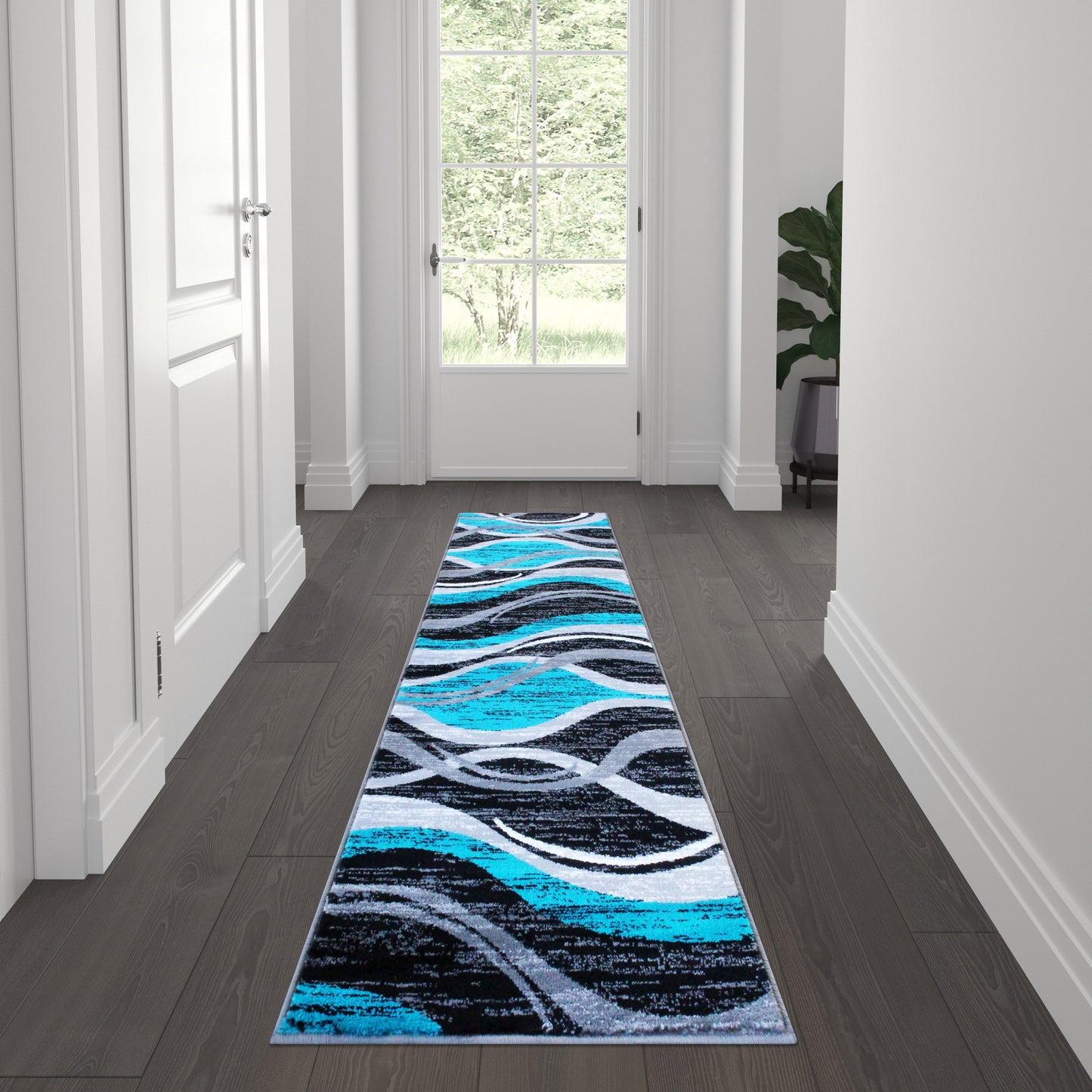 2x7 Turquoise Ripple Area Rug OKR-RG1109-27-TQ-GG