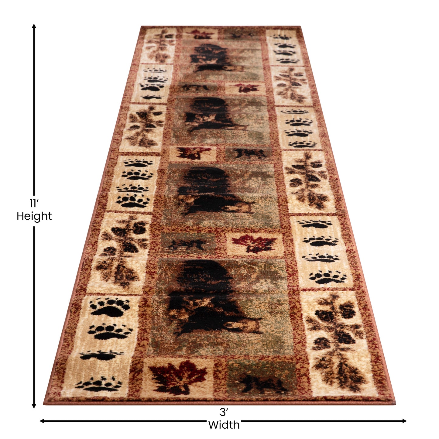 2x11 Brown Bear-Cubs Area Rug OKR-RG113-211-BN-GG