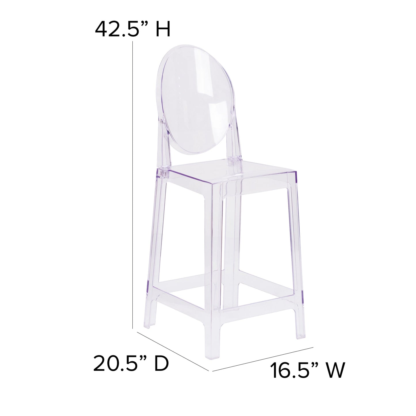 Oval Back Ghost Counter Stool OW-GHOSTBACK-24-GG