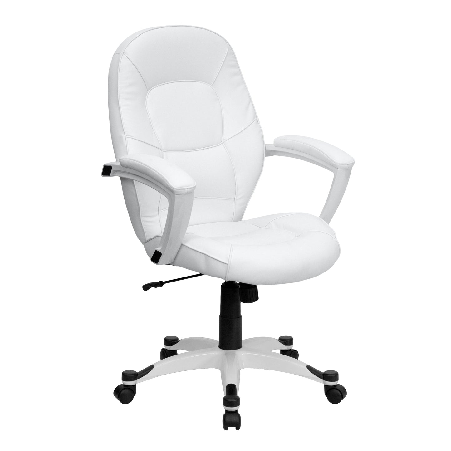 White Mid-Back Leather Chair QD-5058M-WHITE-GG