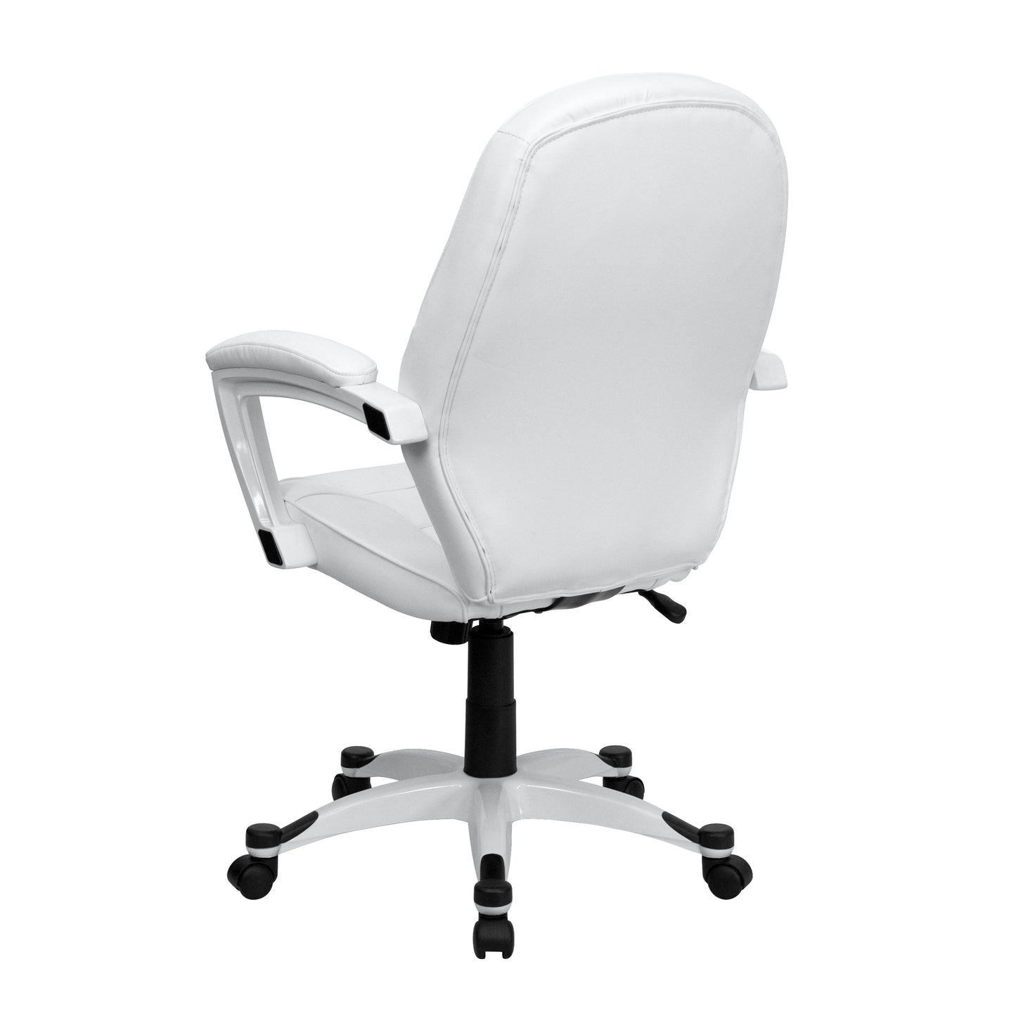 White Mid-Back Leather Chair QD-5058M-WHITE-GG