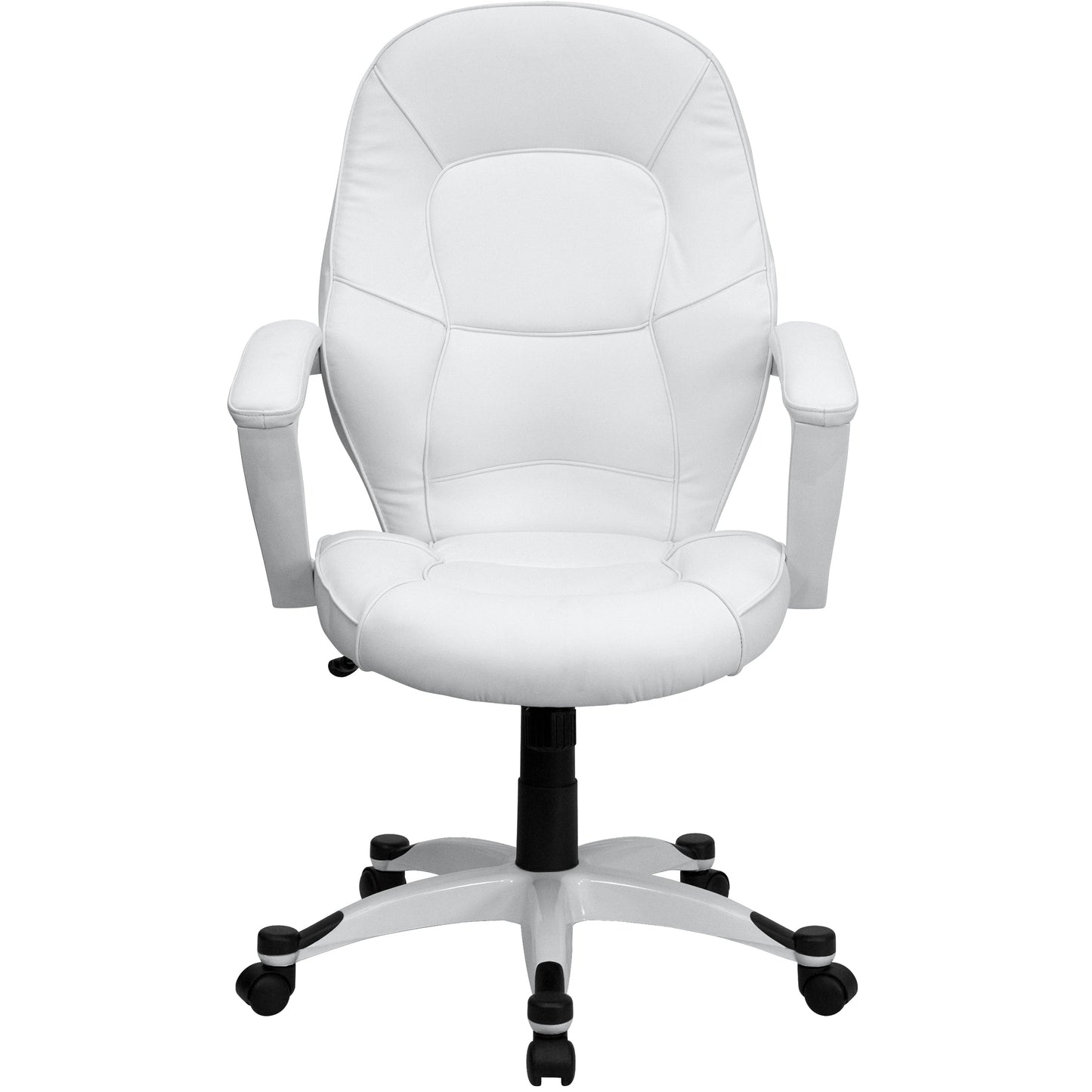 White Mid-Back Leather Chair QD-5058M-WHITE-GG