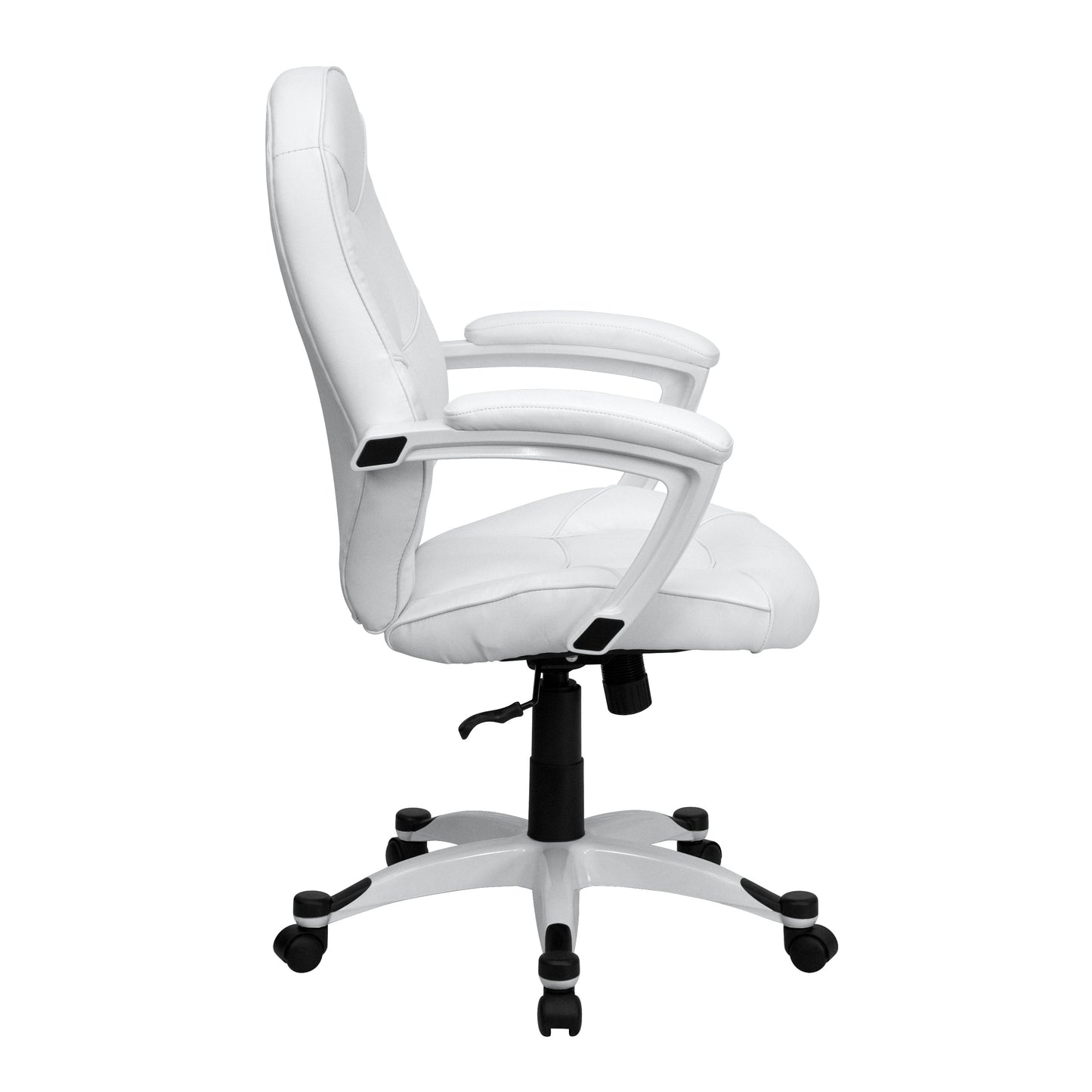 White Mid-Back Leather Chair QD-5058M-WHITE-GG