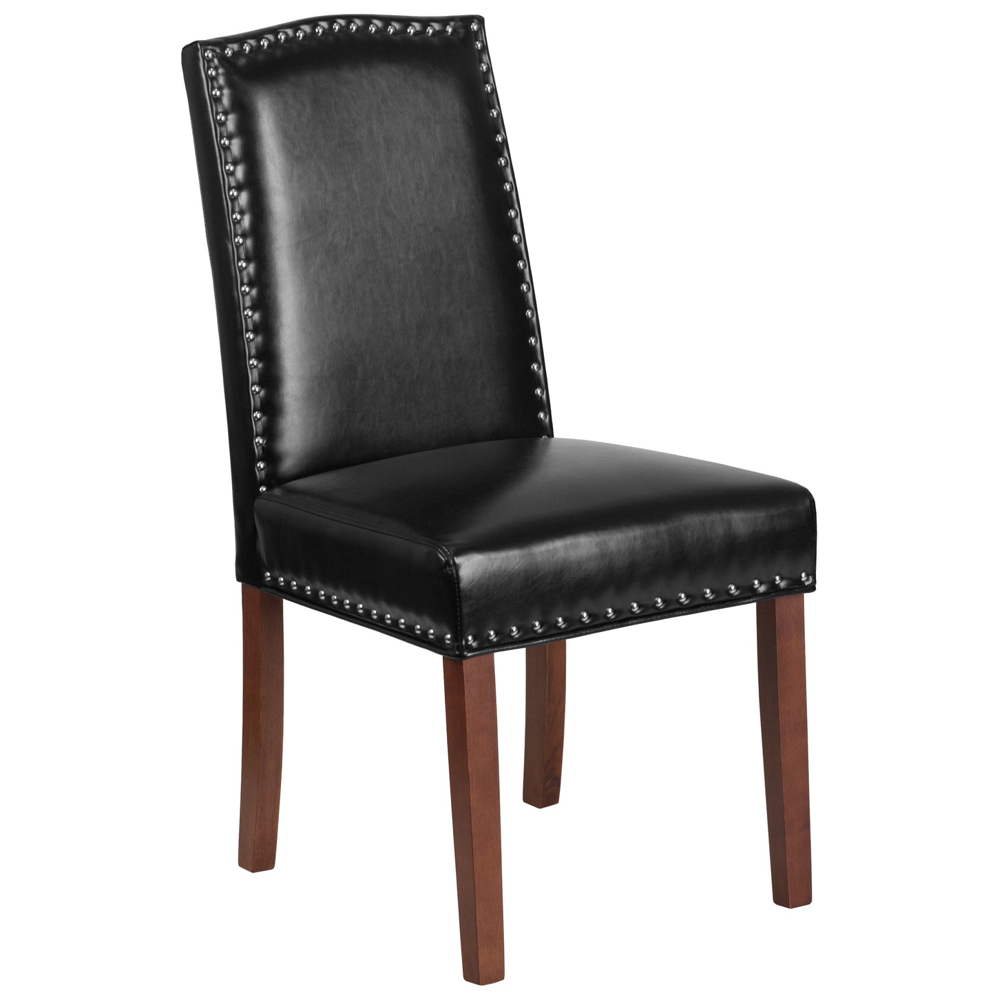 Black Leather Parsons Chair QY-A13-9349-BK-GG